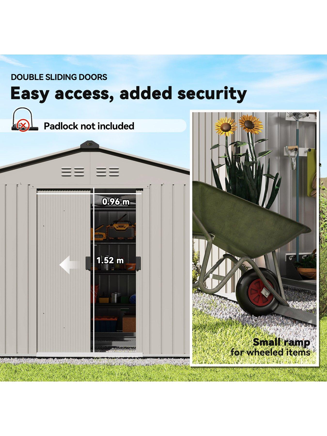 Image 4 of 7 of OutSunny 9 X 6Ft Metal Garden Shed With Foundation Kit-Silver Grey