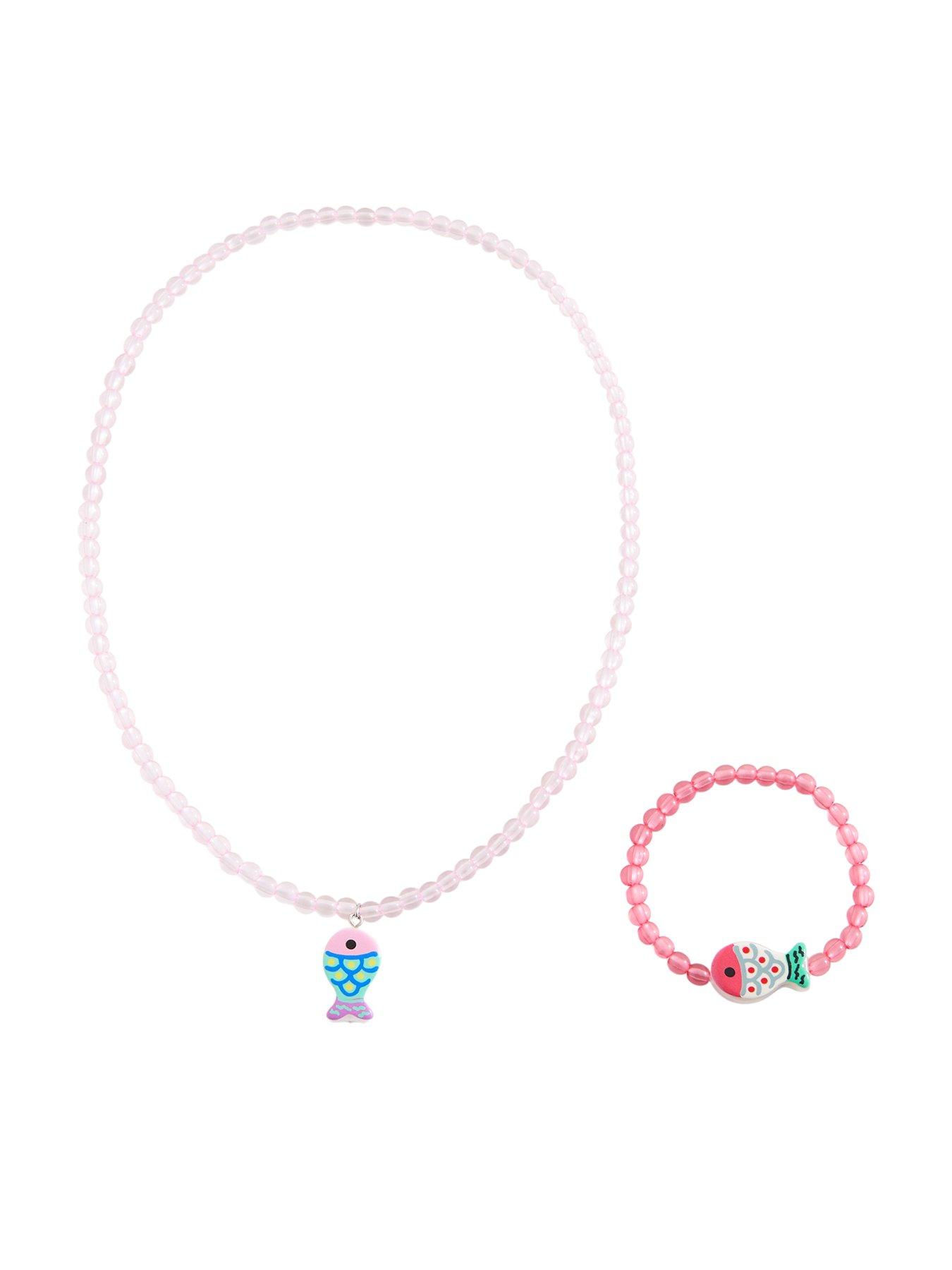 Mango Girls Fish Necklace and Bracelet Set - Pink