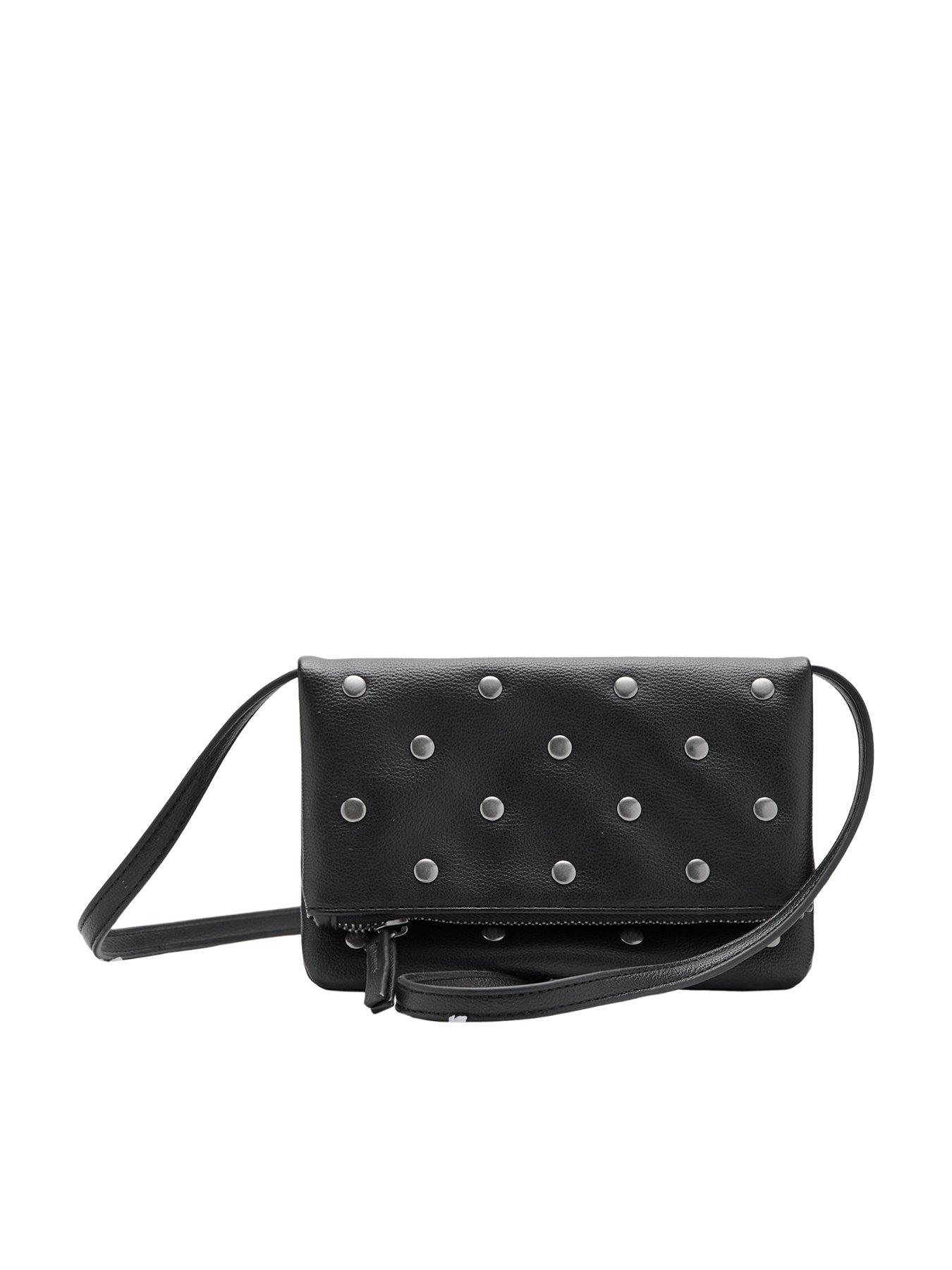 Mango Girls Studded Fold Over Crossbody Bag - Black