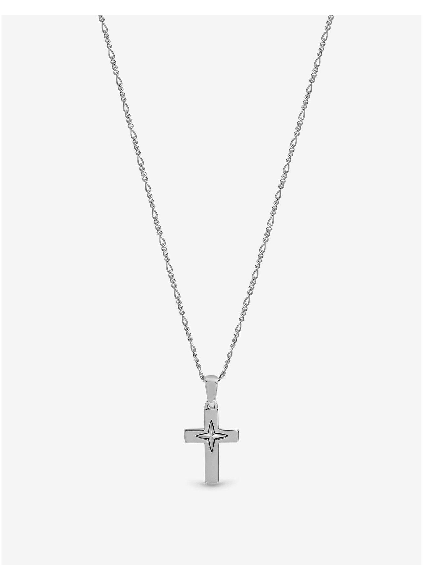 Inicio Sterling Silver Plated Polished Cross Pendant - Gift Pouch