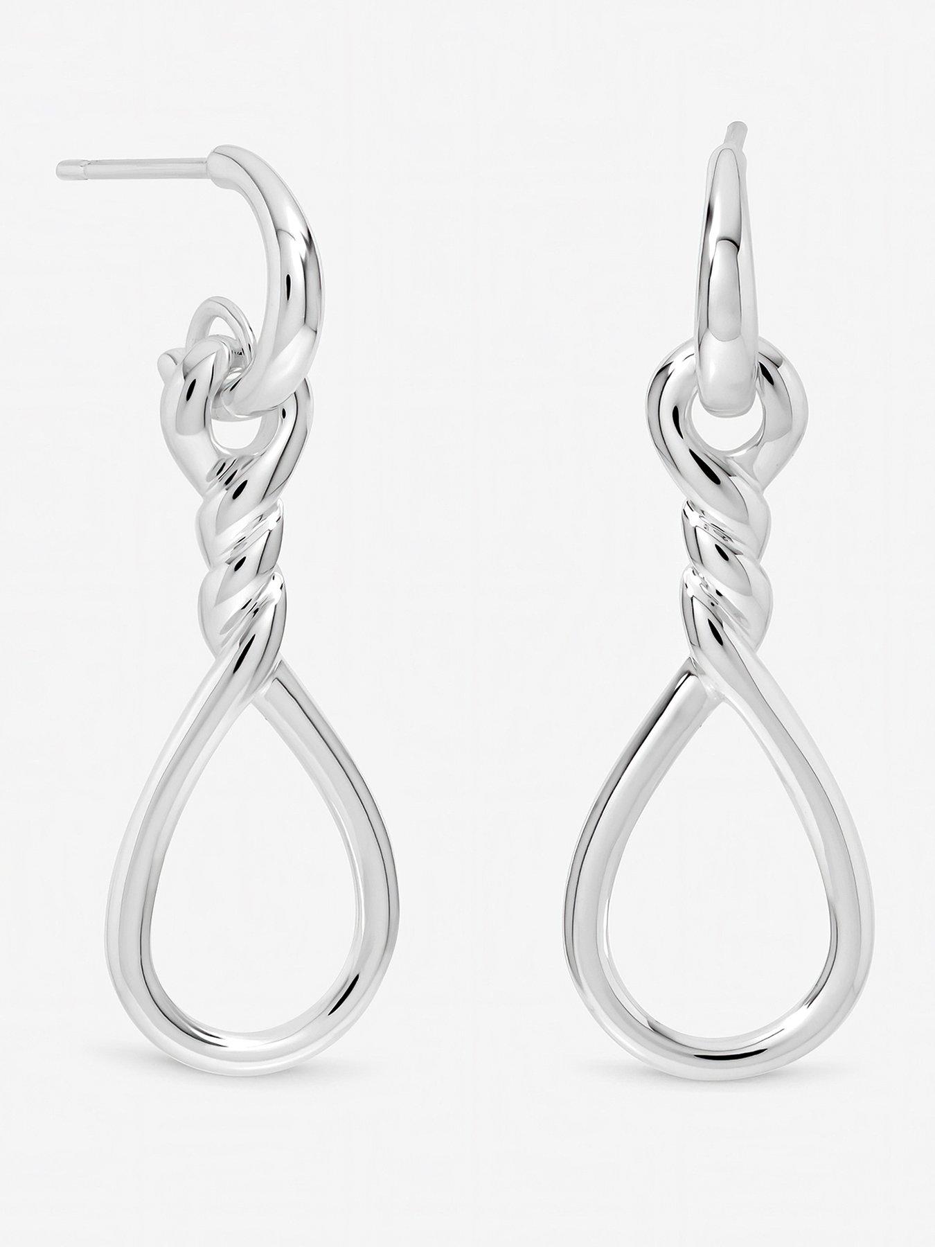 Inicio Inicio Sterling Silver Plated Polished Infinity Link Drop Earrings