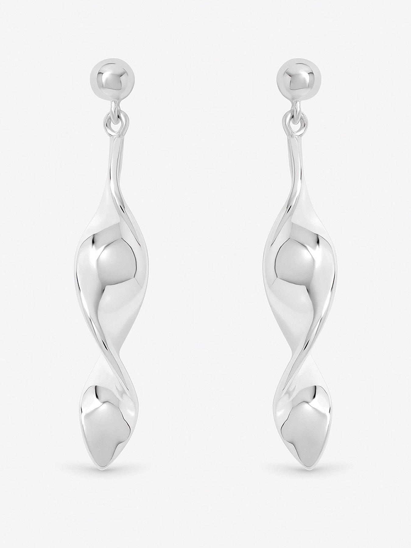 Inicio Inicio Sterling Silver Plated Polished Twist Drop Earrings