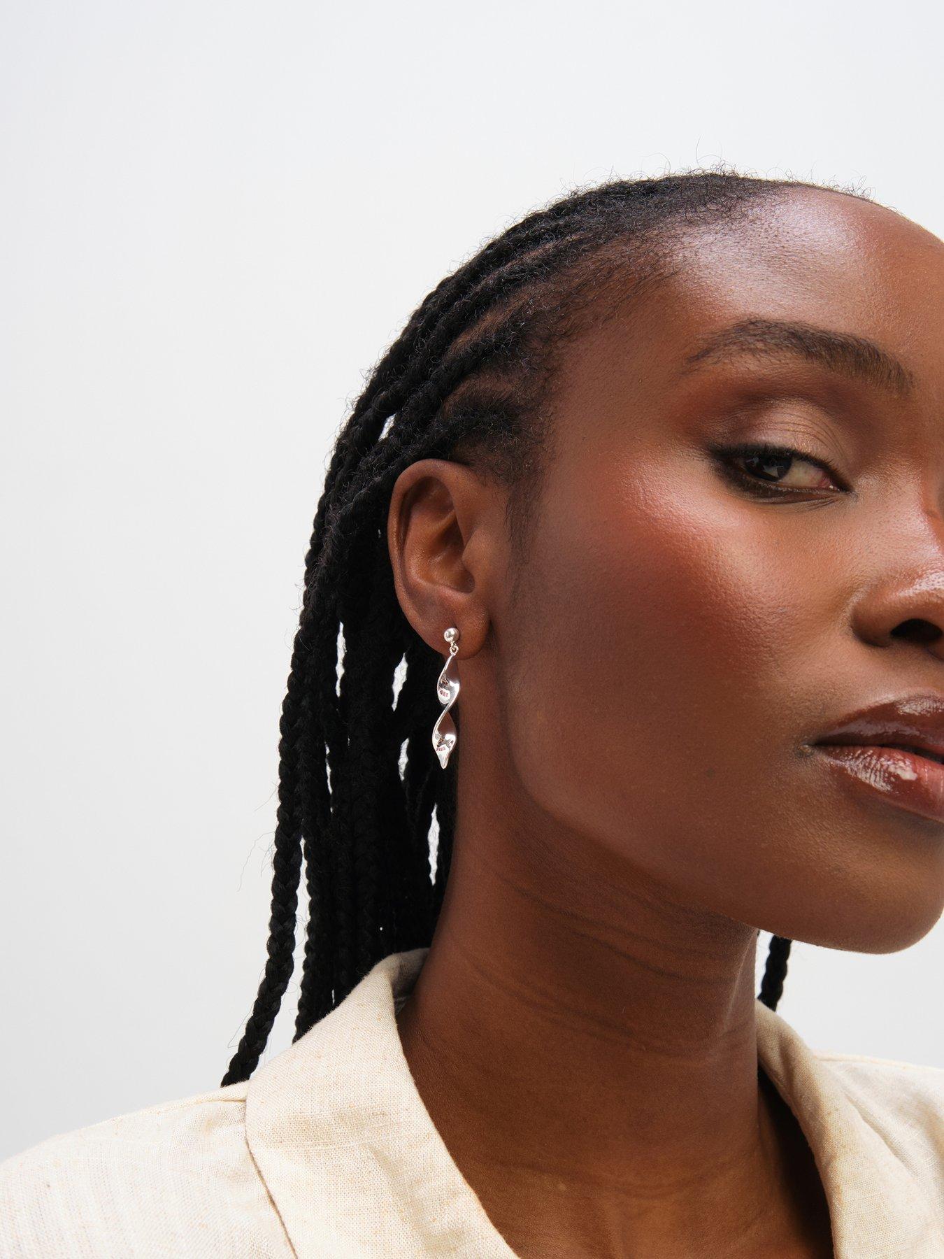 Image 2 of 4 of Inicio Sterling Silver Plated Polished Twist Drop Earrings