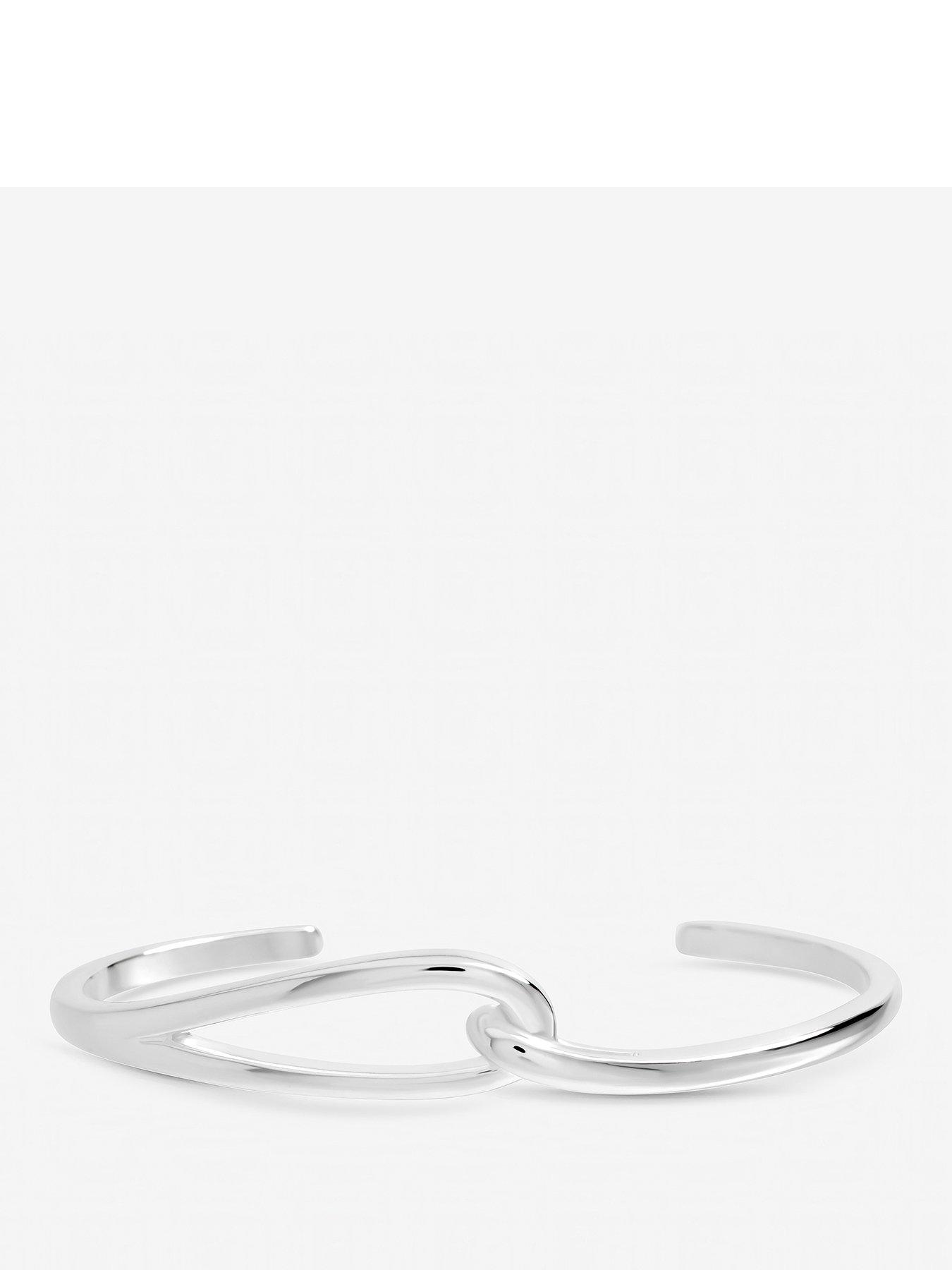 Inicio Inicio Sterling Silver Plated Polished Open Link Cuff - Gift Pouch