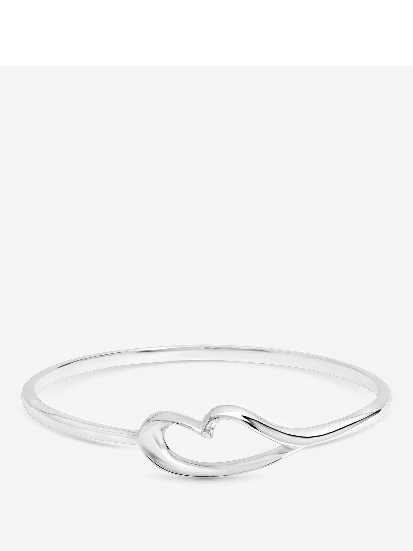 Inicio Inicio Sterling Silver Plated Polished Heart Bangle - Gift Pouch