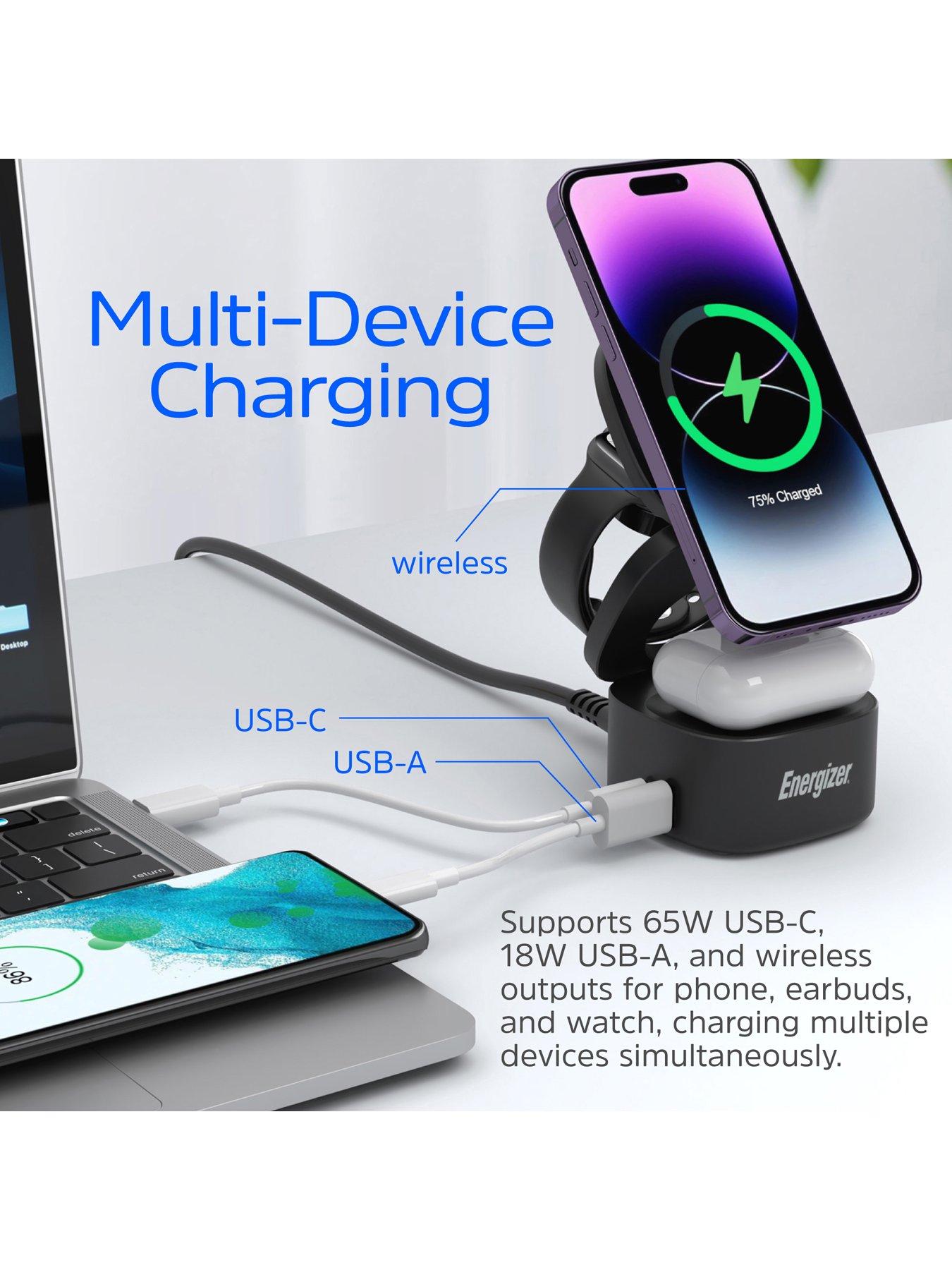Image 3 of 7 of Energizer Energizer 15W 5-in-1 QI Wireless Stand & Dock White