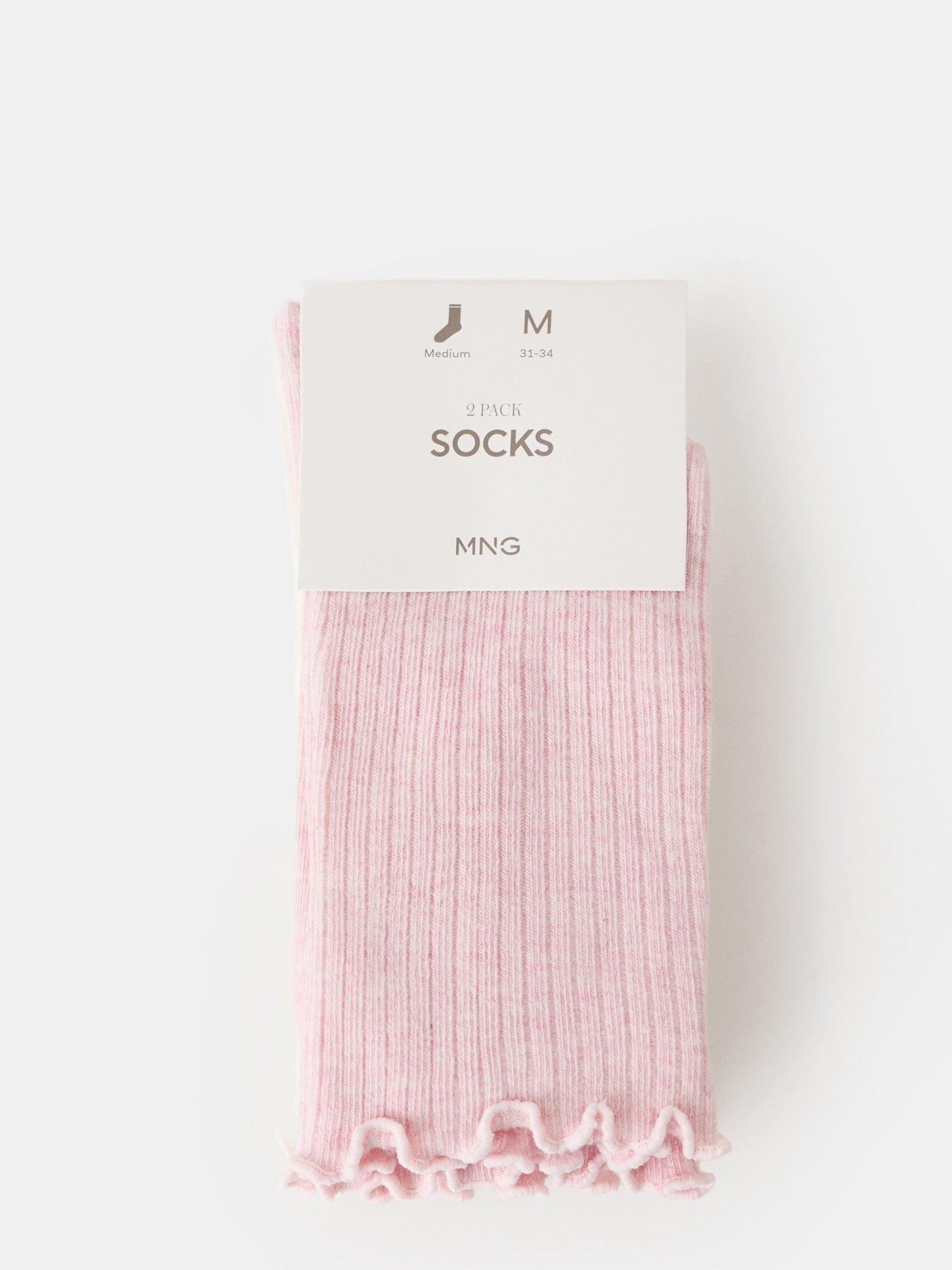 Image 5 of 5 of Mango Girls 2 Pack Rib Socks - Light Pink