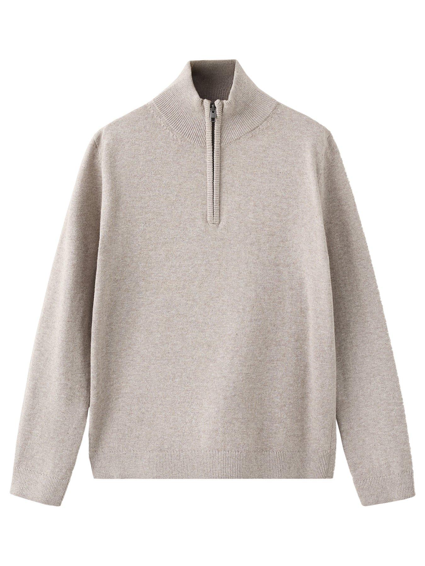 Image 1 of 4 of Mango Boys Half Zip Knitted Jumper - Grey
