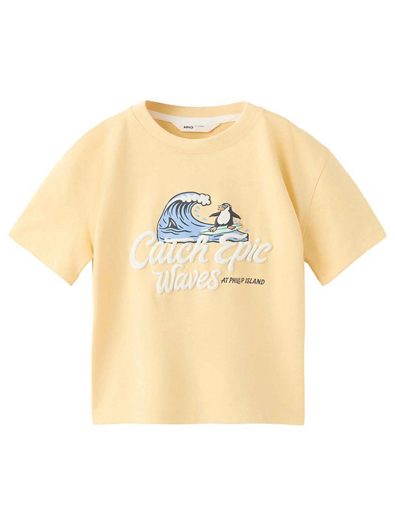 Mango Younger Boys Penguin T-Shirt - Yellow