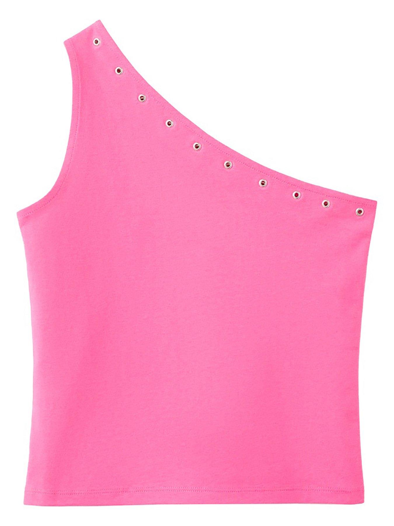 Mango Girls One Shoulder Studded Vest Top - Pink