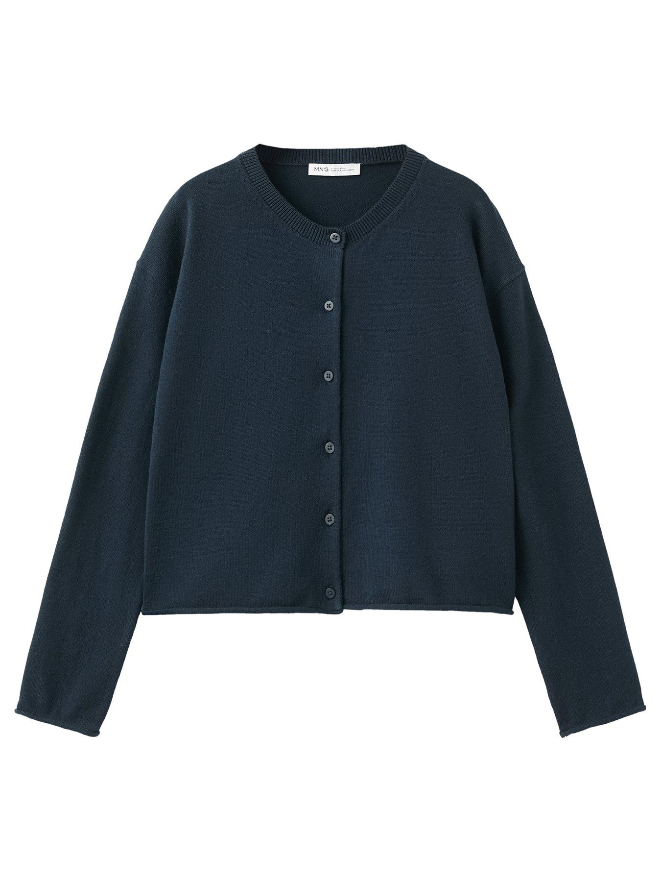 Image 1 of 4 of Mango Girls Knitted Cardigan - Navy