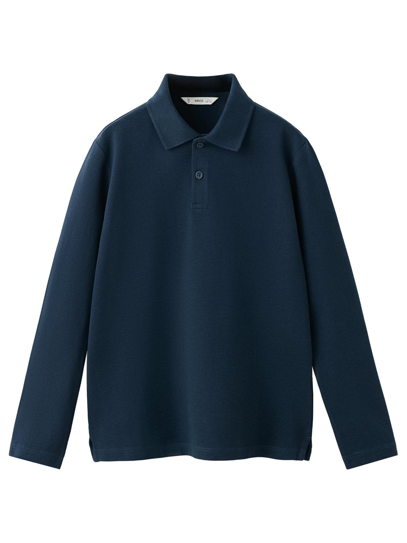 Image 2 of 4 of Mango Boys Long Sleeve Polo Shirt - Navy