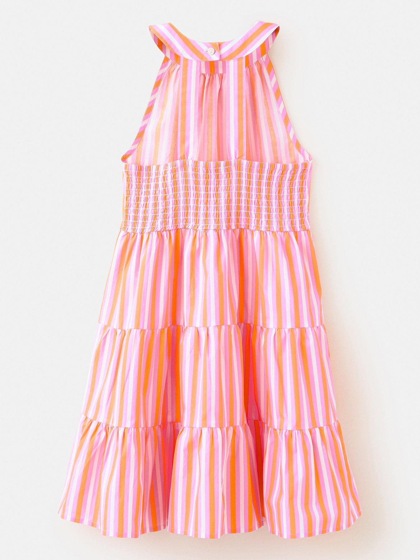 Image 3 of 6 of Mango Girls Stripe Halter Dress - Orange