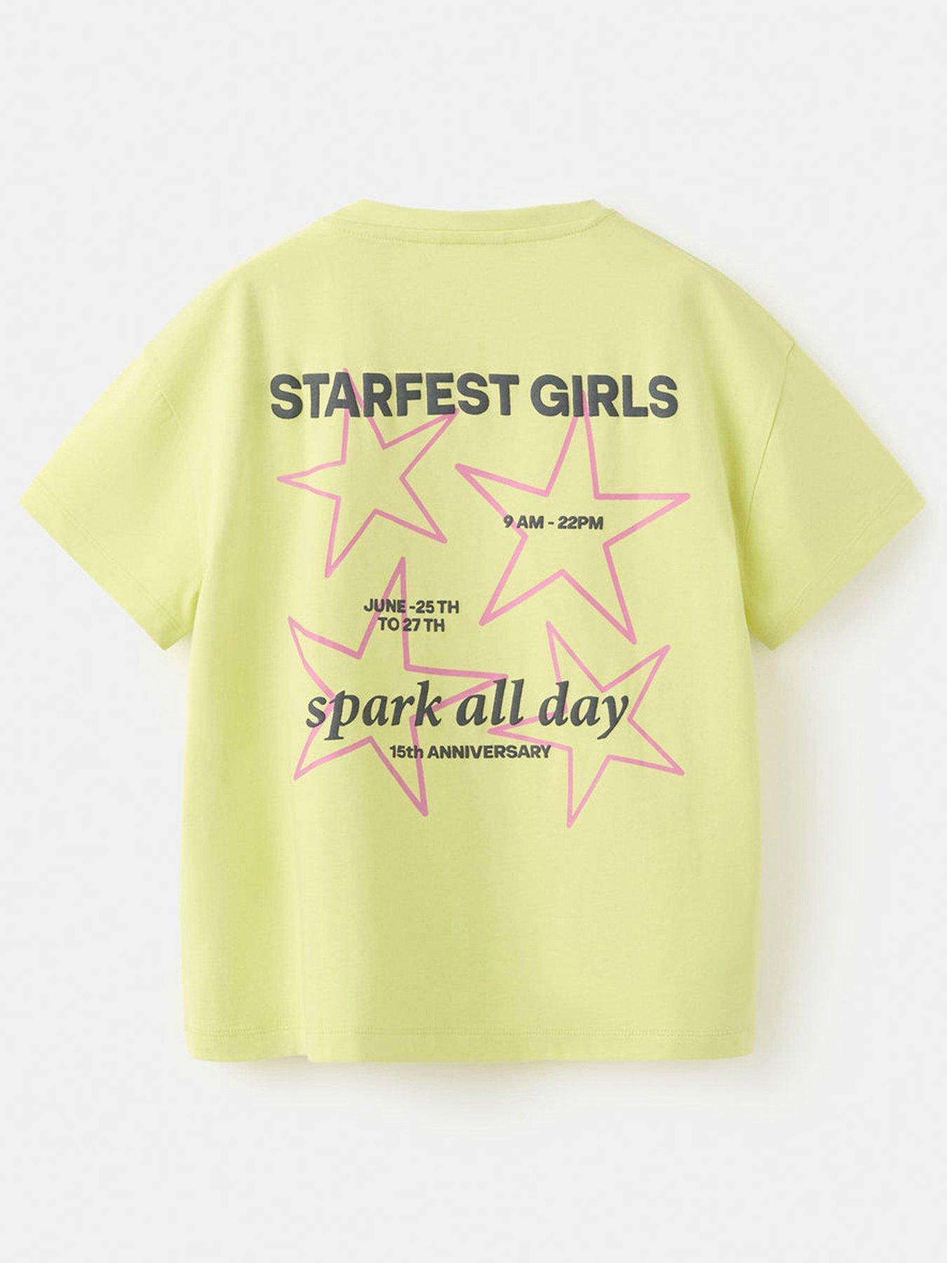 Mango Girls Starfest Back Print Short Sleeve T-shirt - Yellow