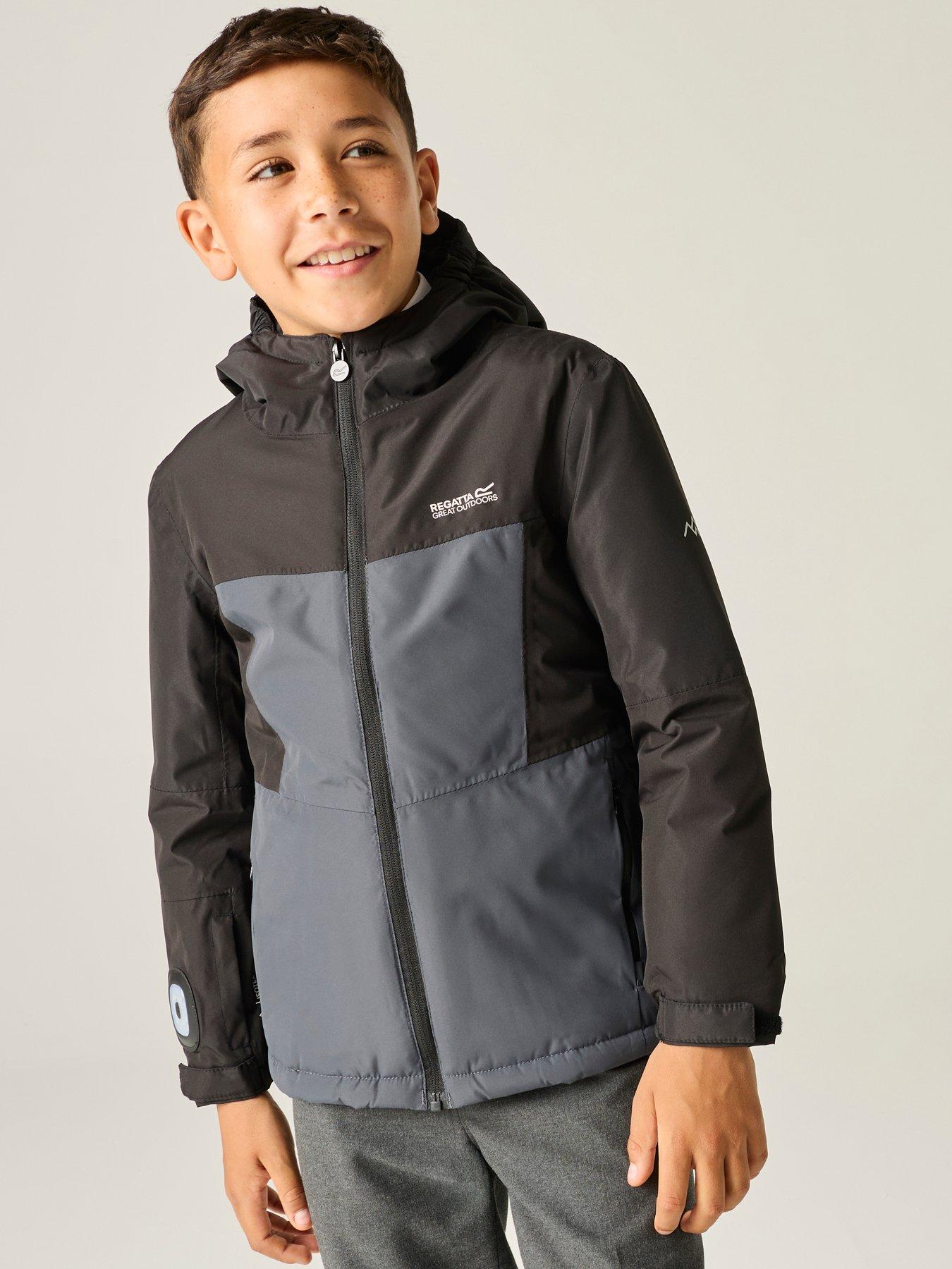Image 2 of 7 of Regatta Kids Beamz Waterproof Insulated Jacket -black/seal Grey.