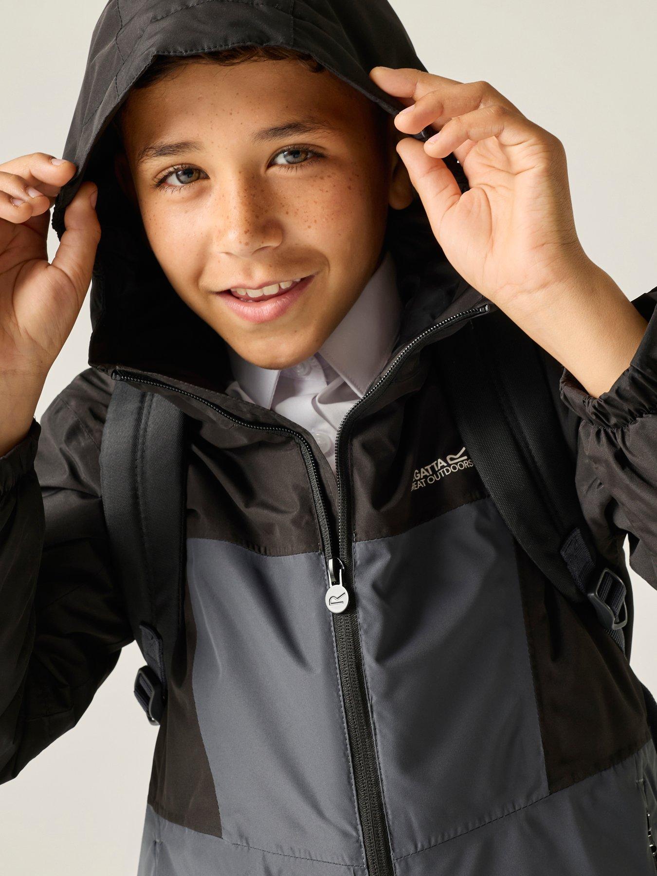Image 5 of 7 of Regatta Kids Beamz Waterproof Insulated Jacket -black/seal Grey.