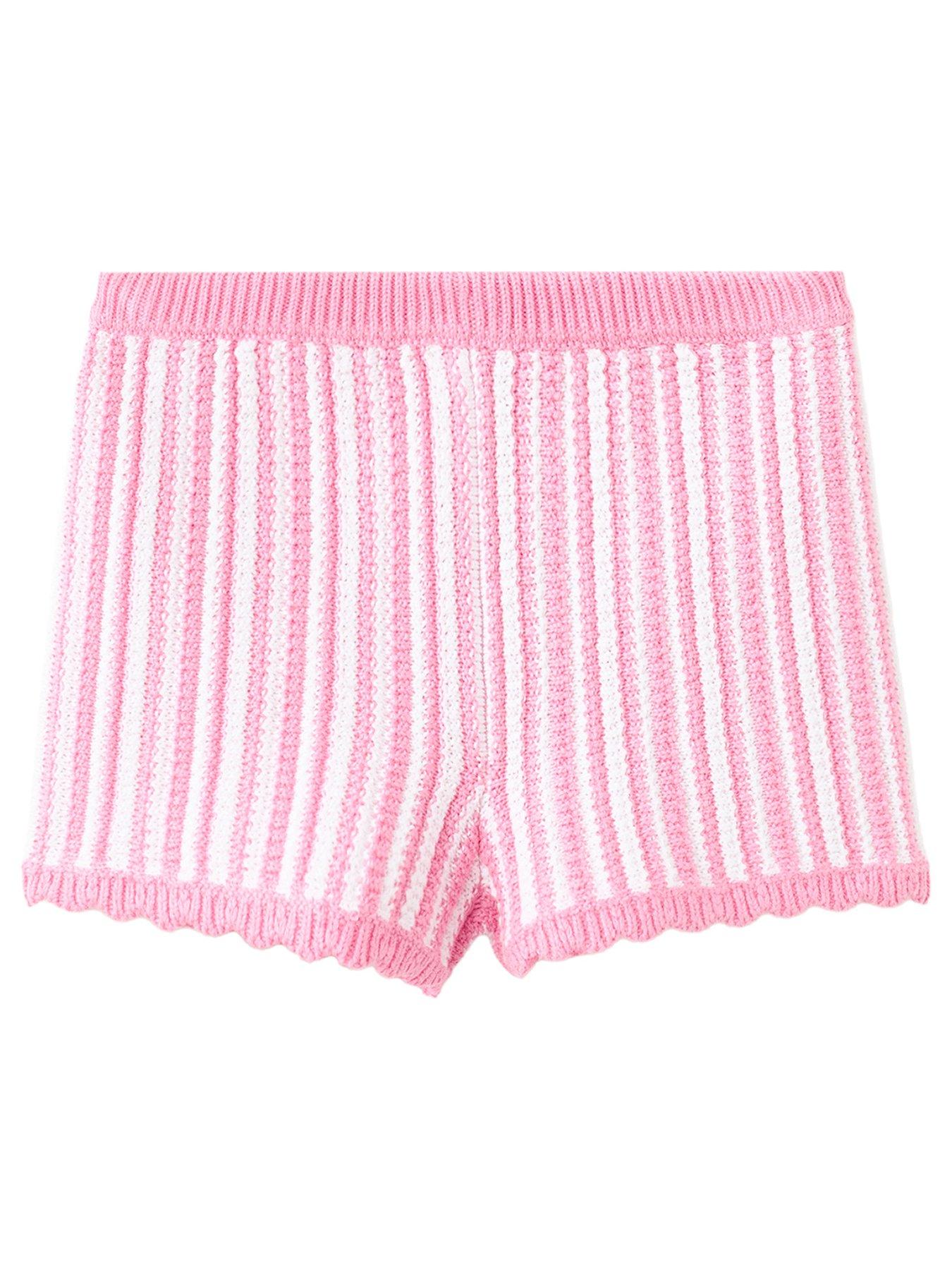 Mango Younger Girls Crochet Knitted Co-ord Shorts - Pink