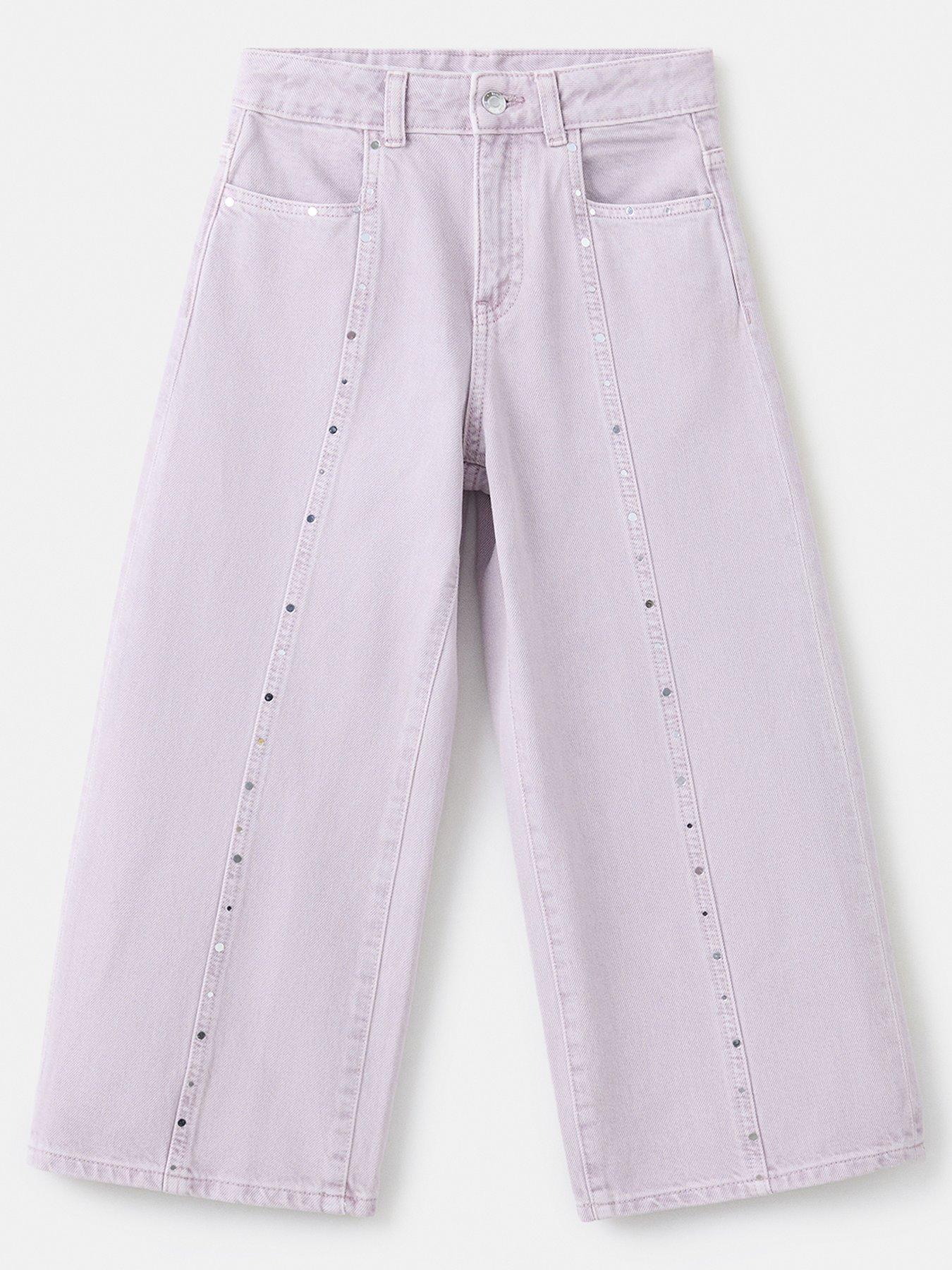 Image 1 of 4 of Mango Girls Rhinestone Jeans - Light Purple