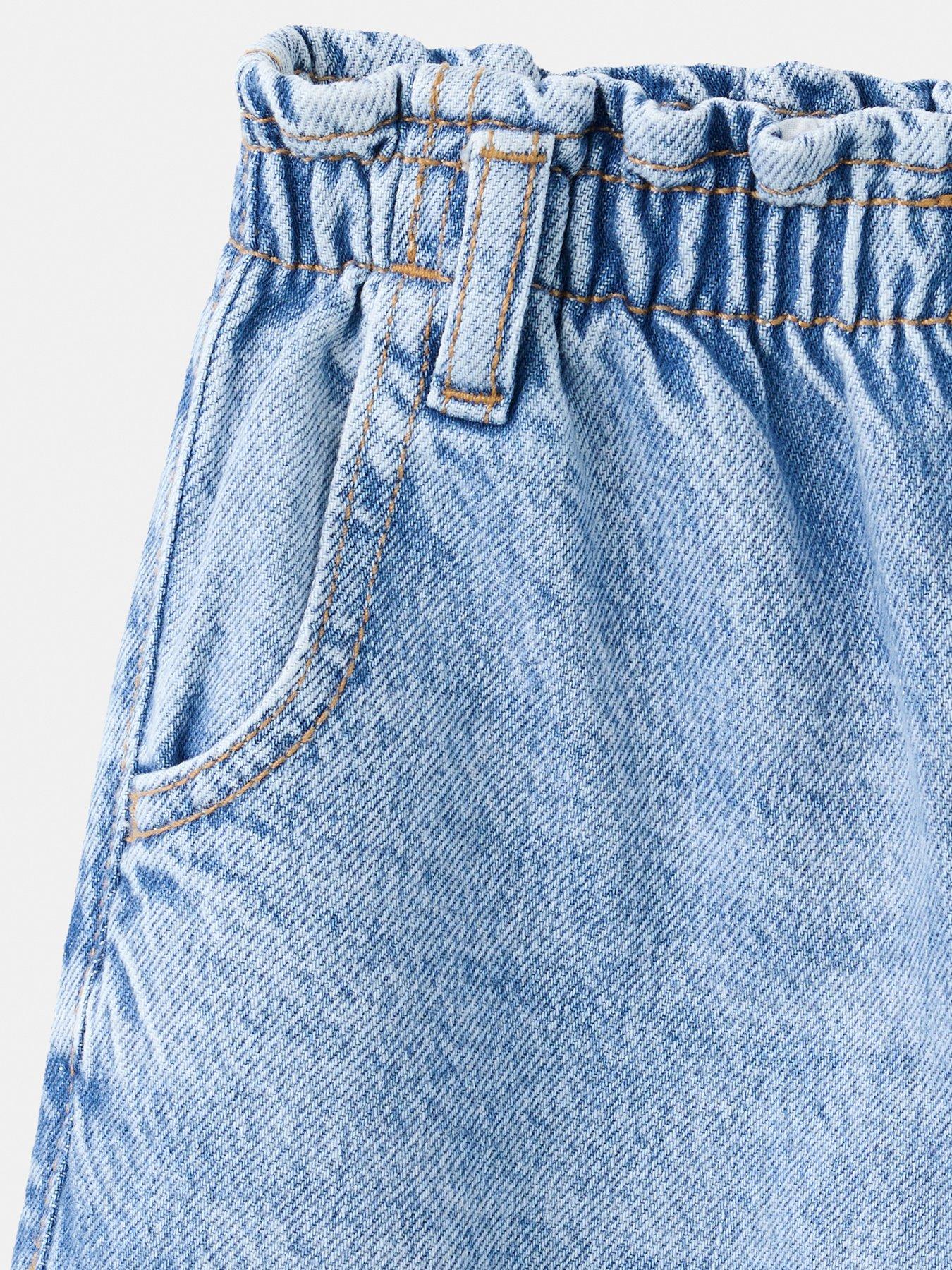 Image 3 of 4 of Mango Girls Wide Leg Elastic Waist Jeans - Blue