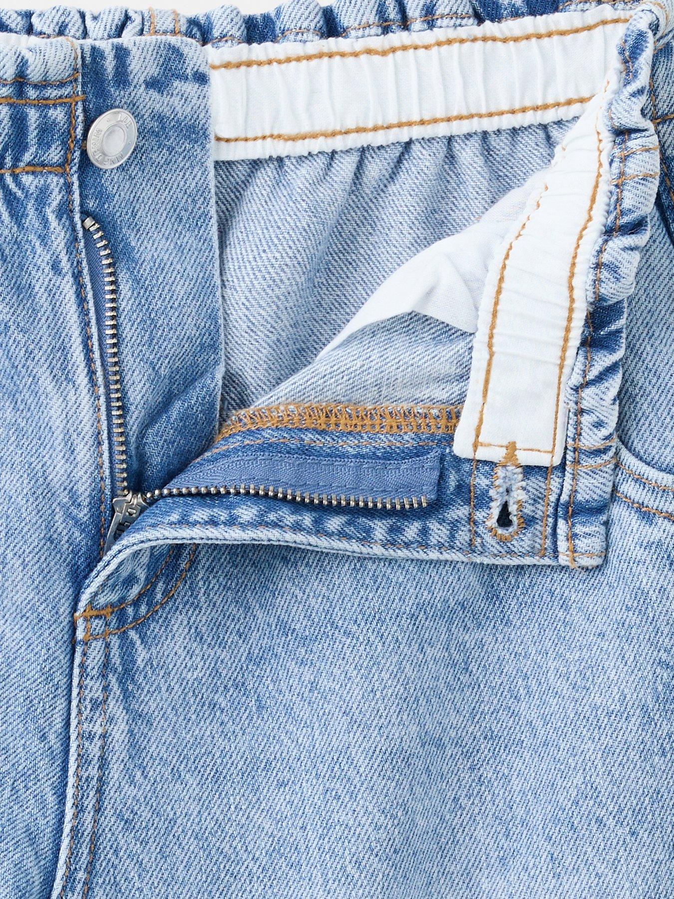 Image 4 of 4 of Mango Girls Wide Leg Elastic Waist Jeans - Blue