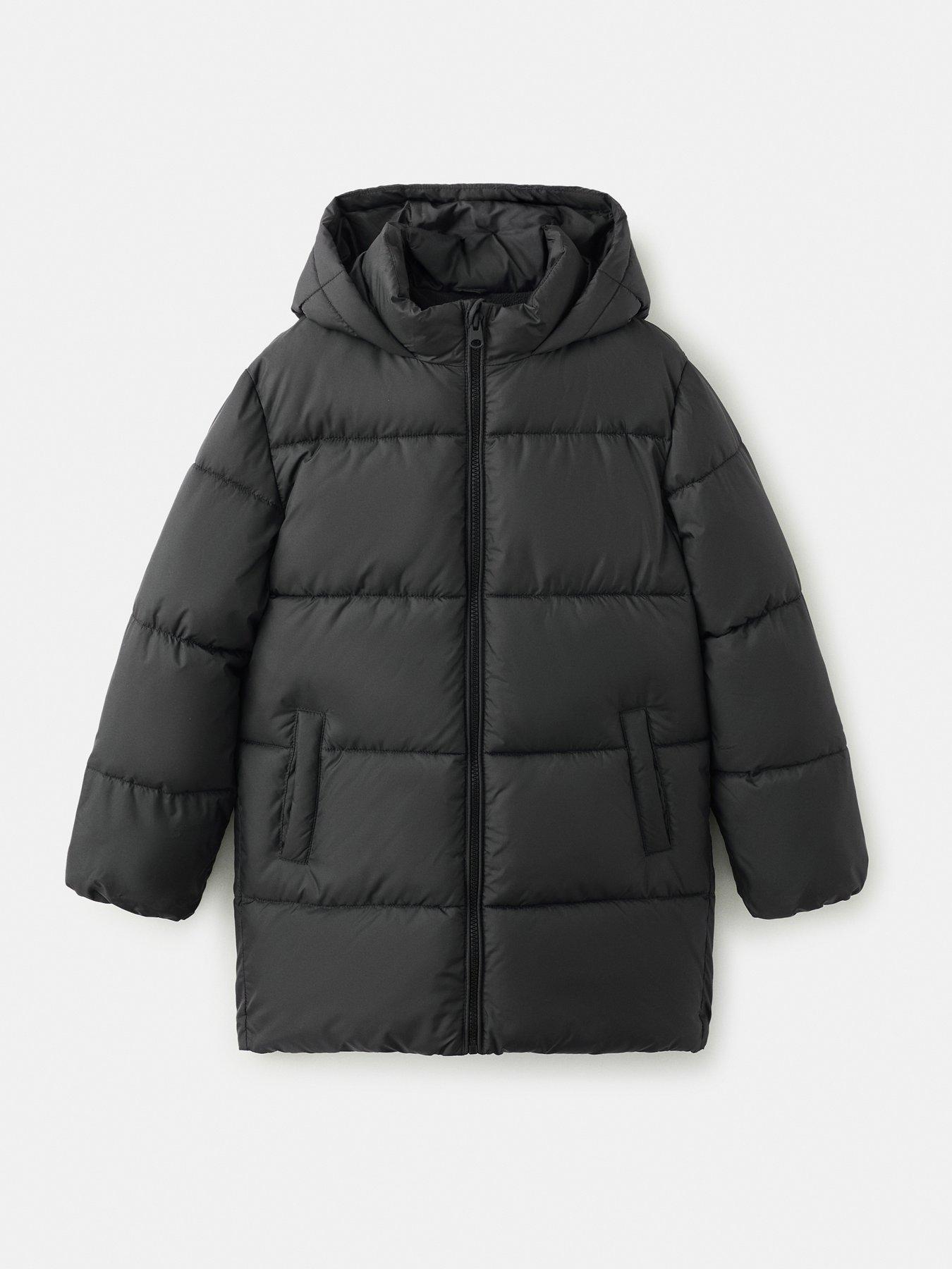 Mango Boys Long Padded  &  Hooded Anorak - Black