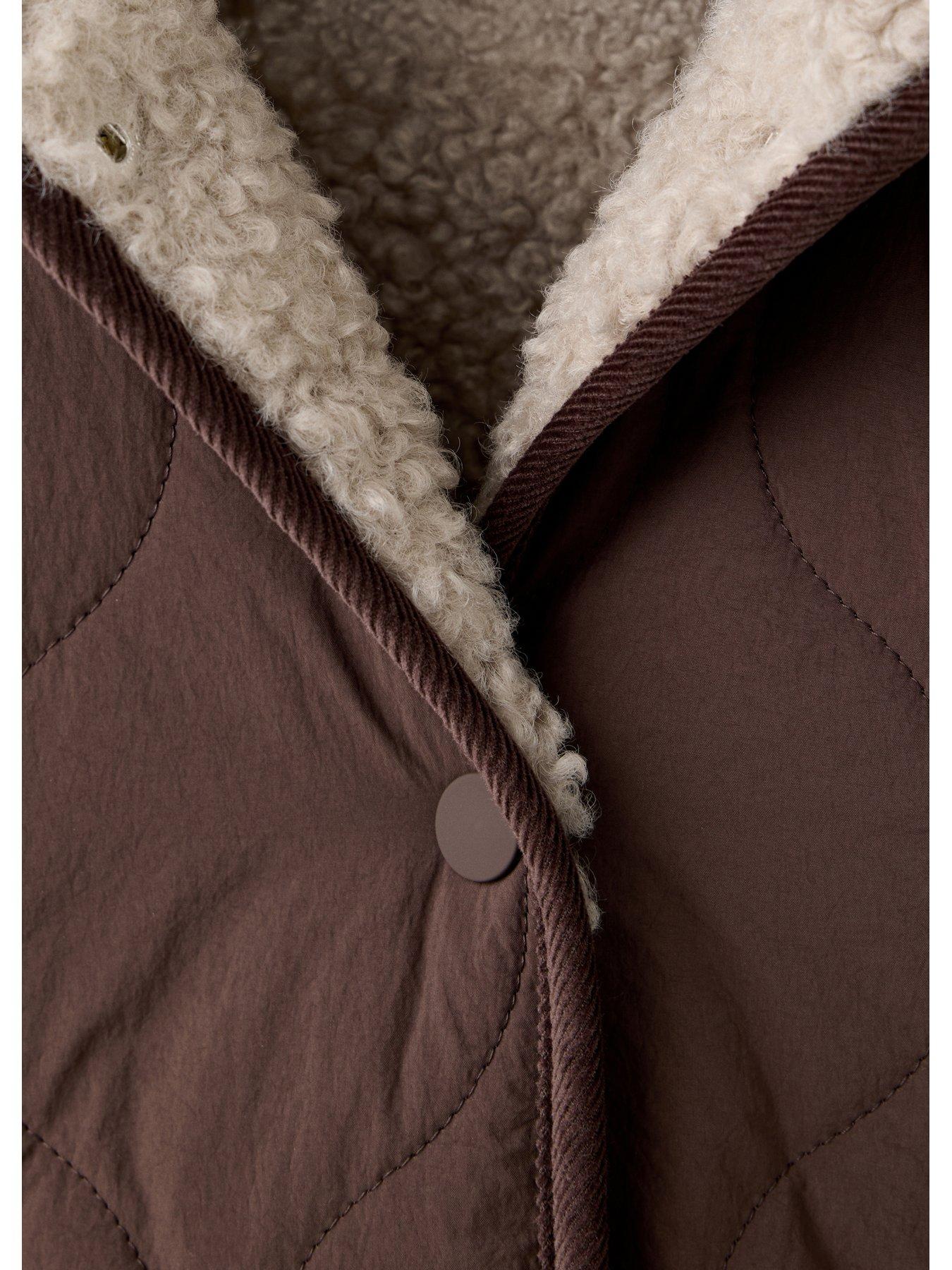 Image 3 of 4 of Mango Girls Padded Sherpa Lined Anorak - Brown
