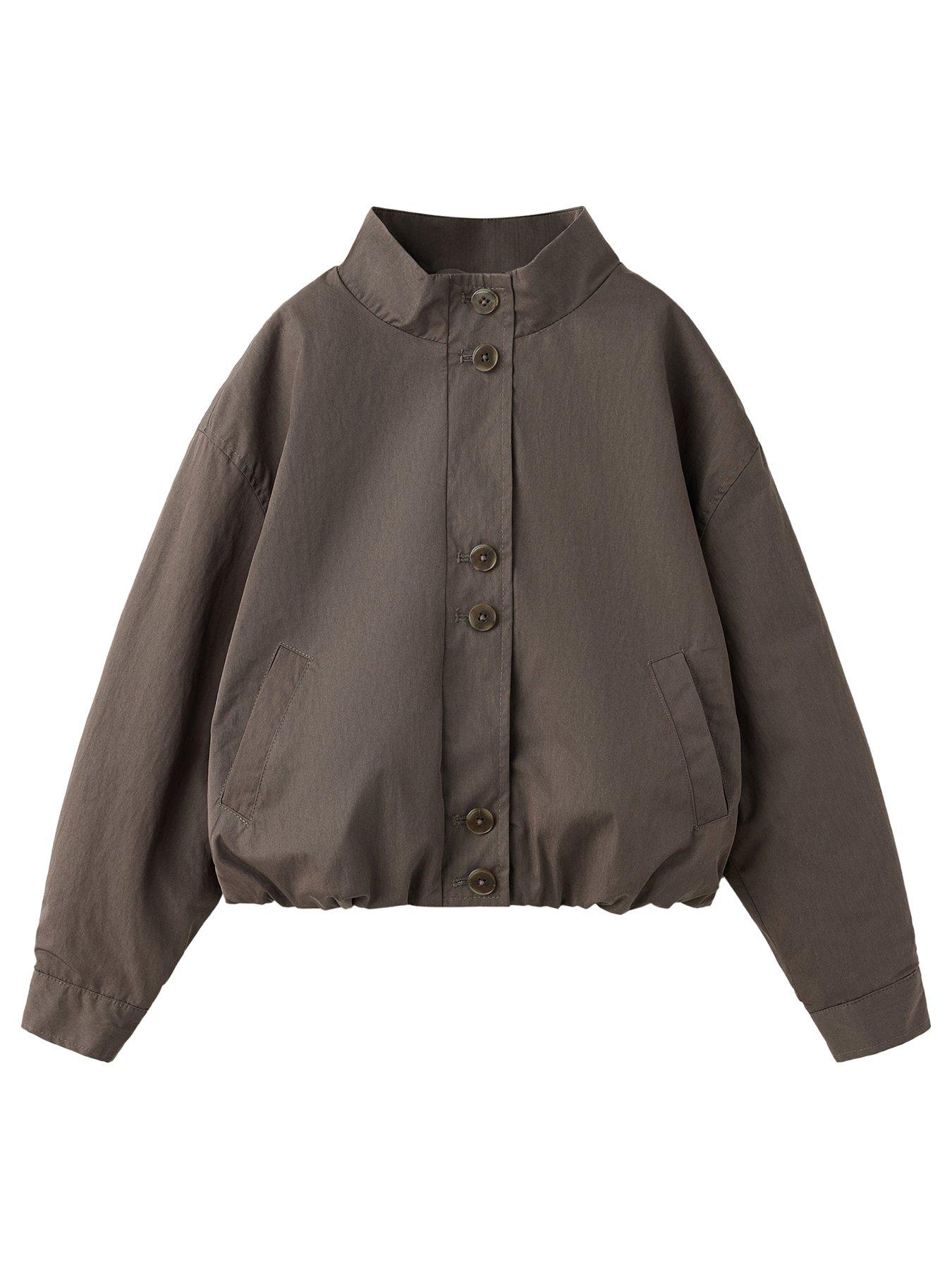 Image 1 of 4 of Mango Girls Bubble Hem Jacket - Brown