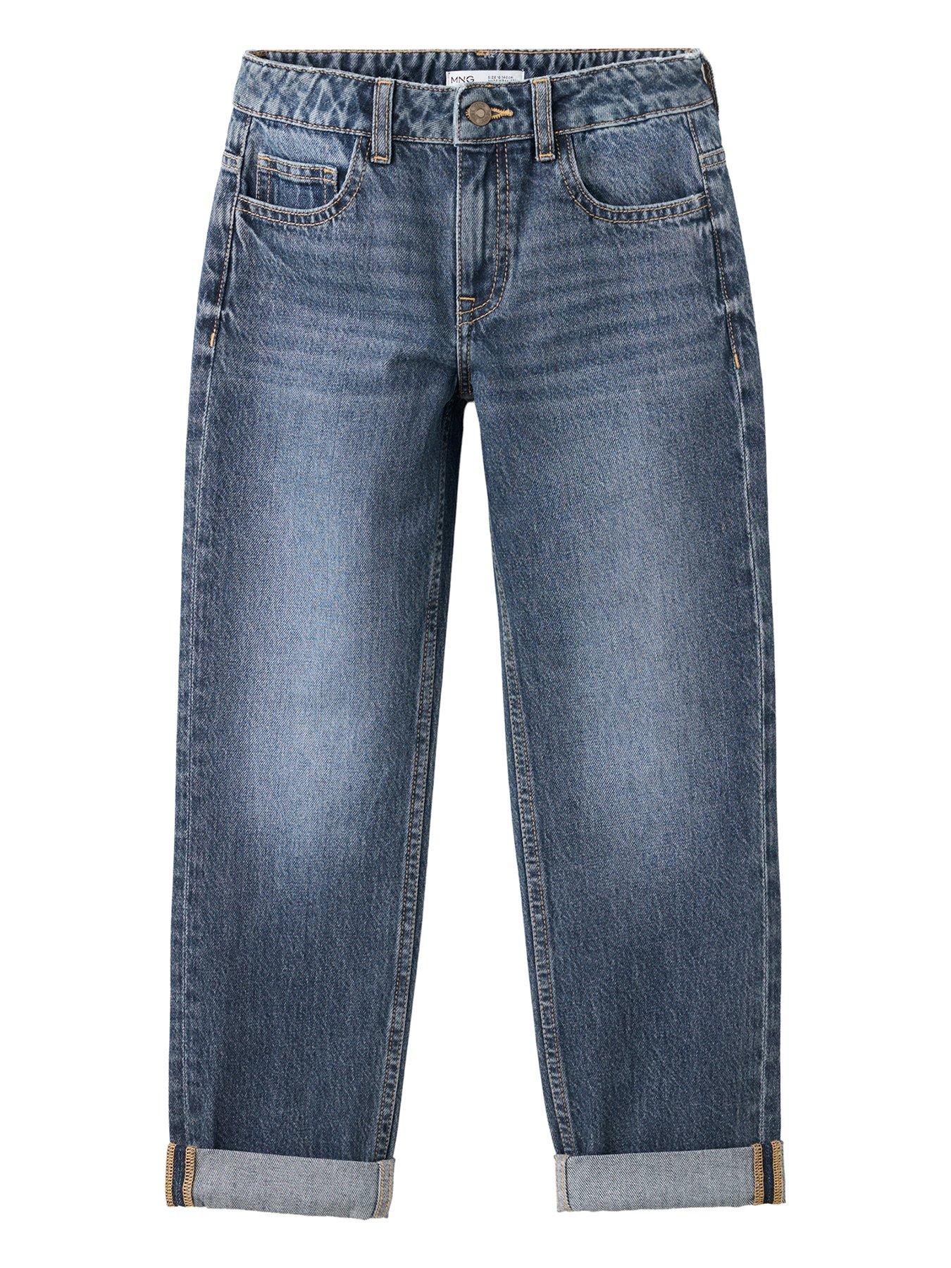 Image 1 of 4 of Mango Boys Rolled Up Hem Regular Fit Jeans - Blue