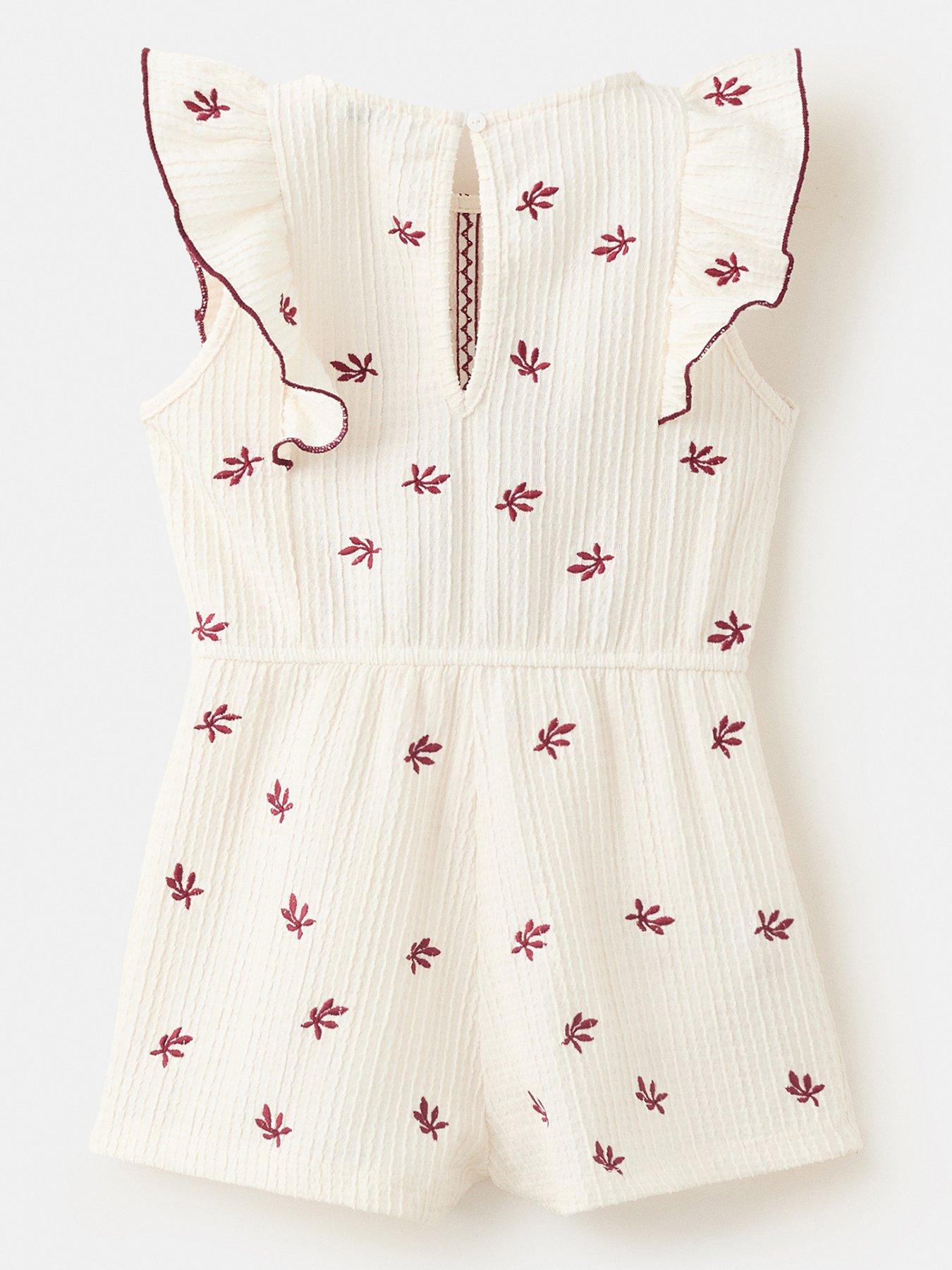 Image 2 of 4 of Mango Younger Girls Frill Playsuit - Cream
