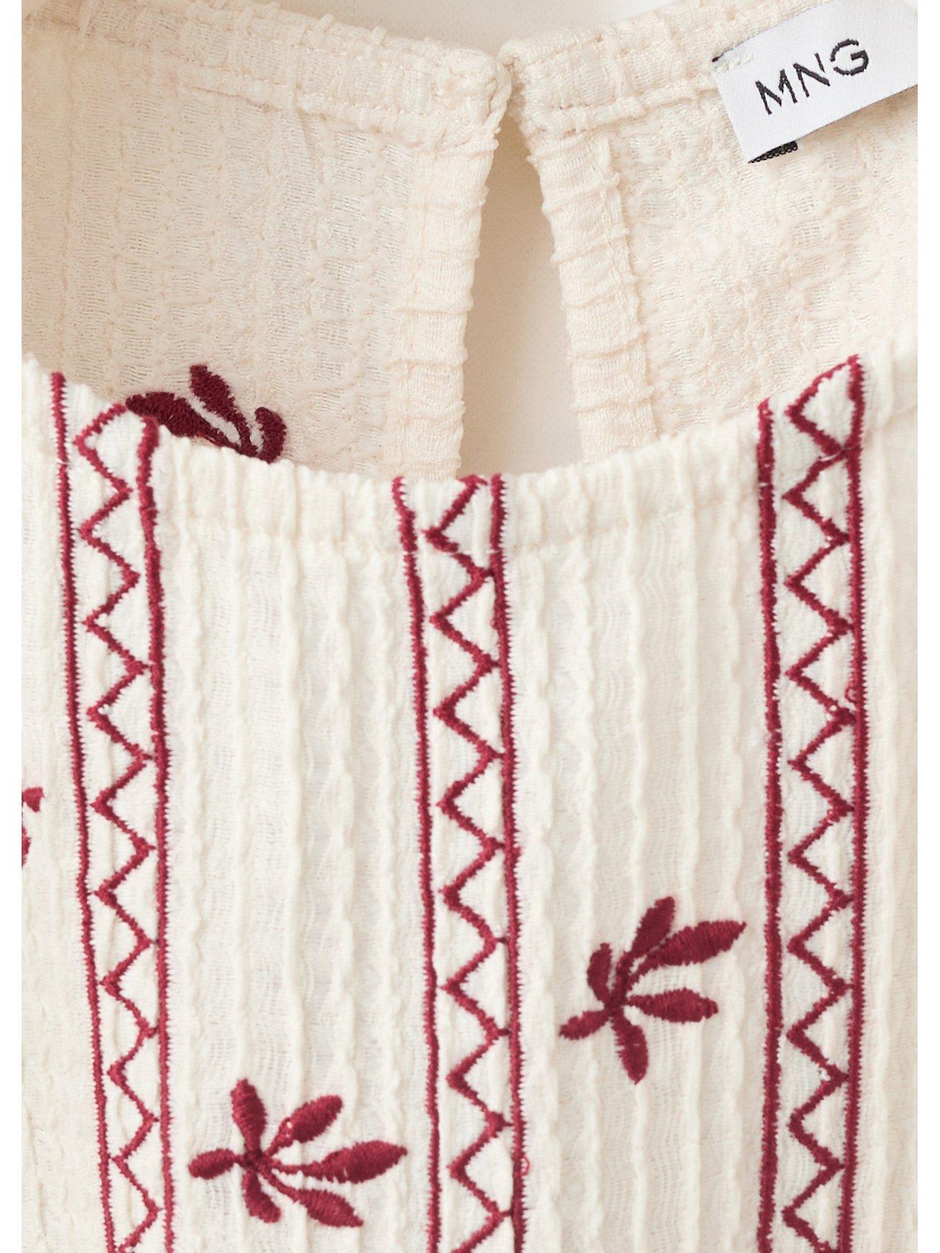 Image 3 of 4 of Mango Younger Girls Frill Playsuit - Cream