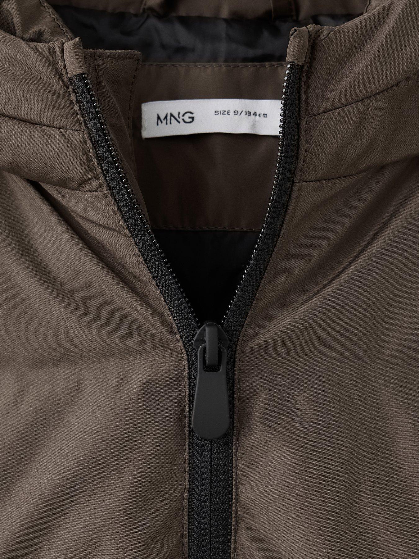 Image 4 of 4 of Mango Boys Hooded Padded Mid Length Coat - Brown