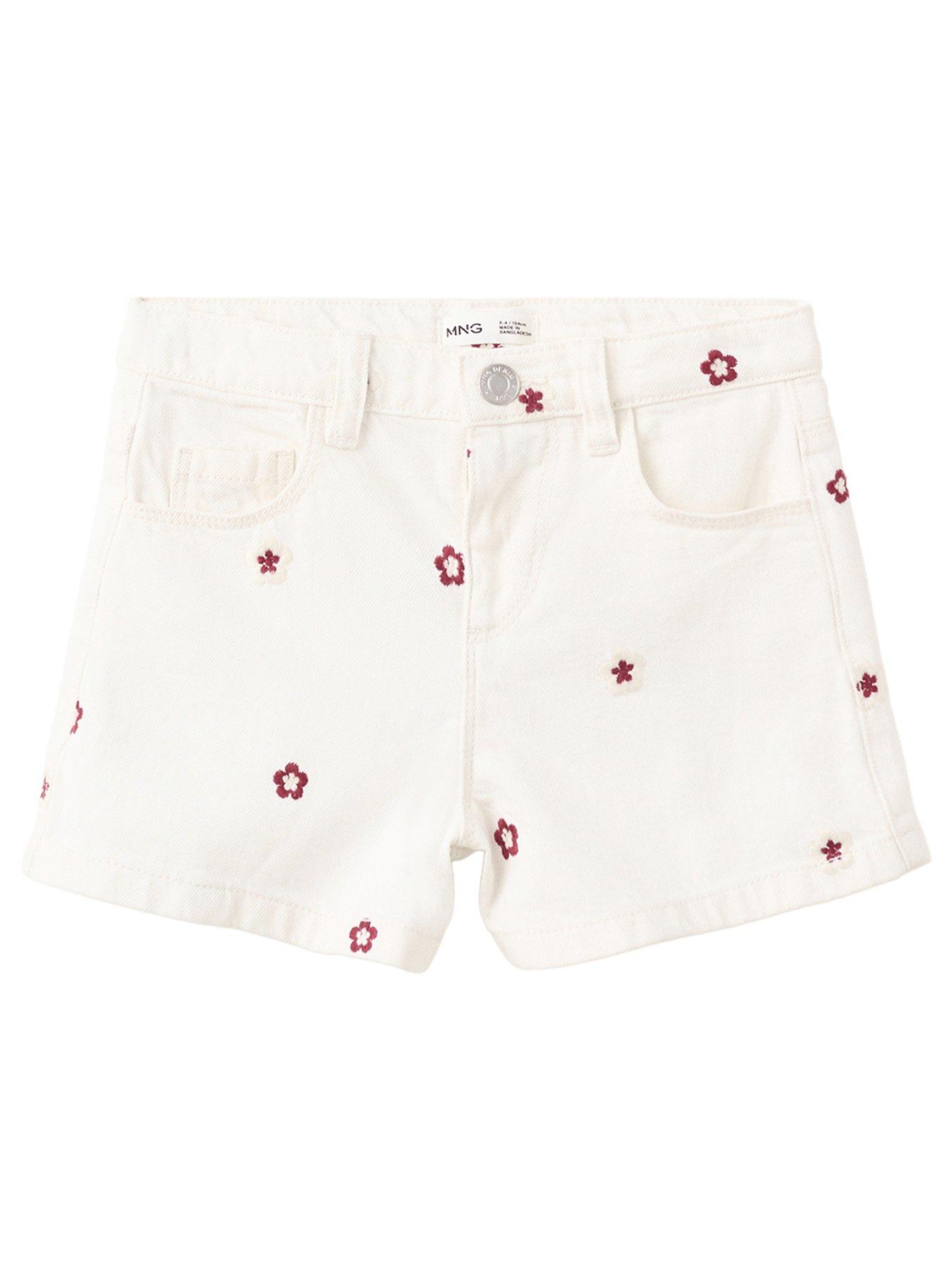 Mango Younger Girls Floral Denim Shorts - Cream