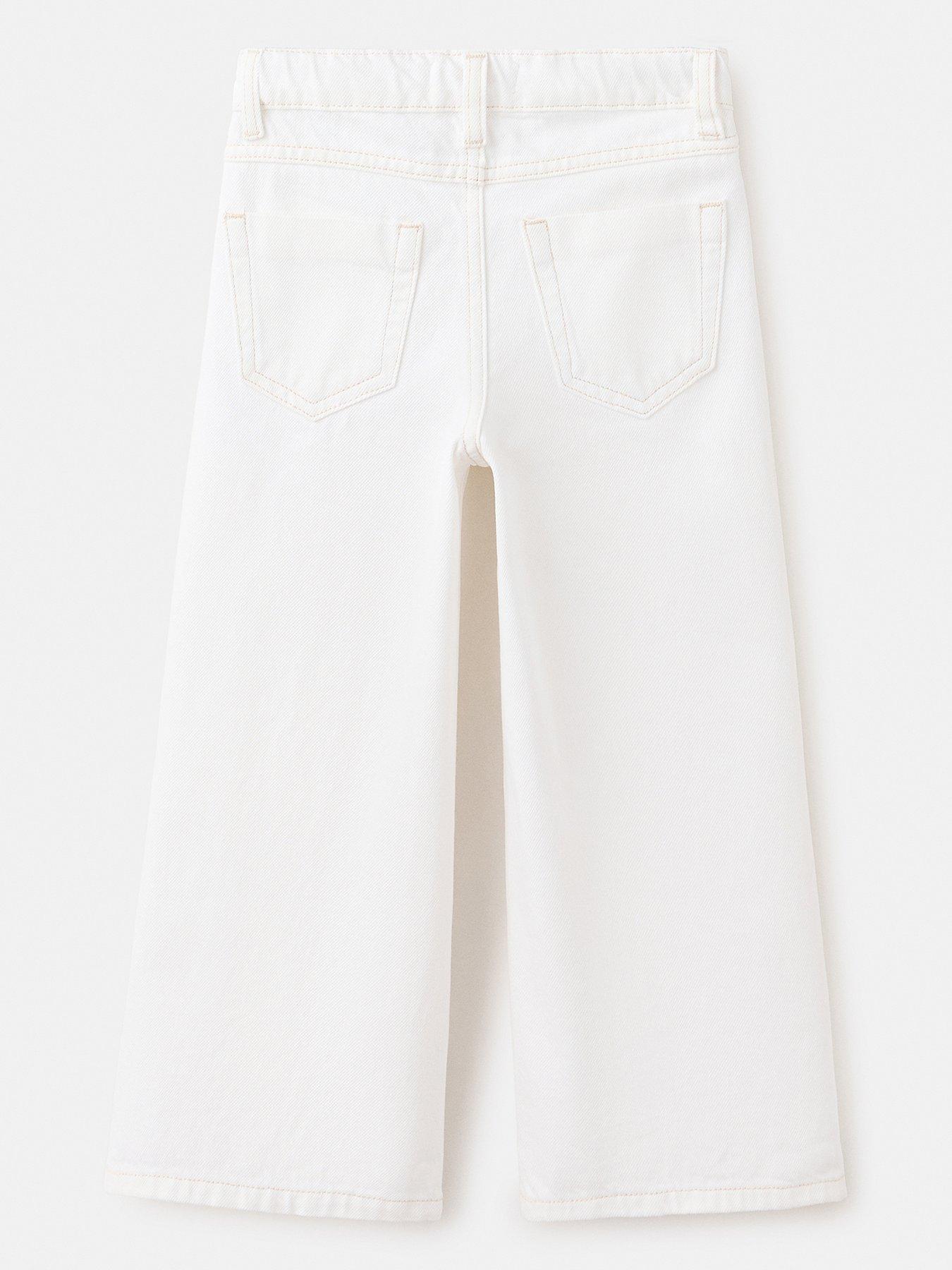 Image 2 of 4 of Mango Girls Studded Culotte Jeans - White