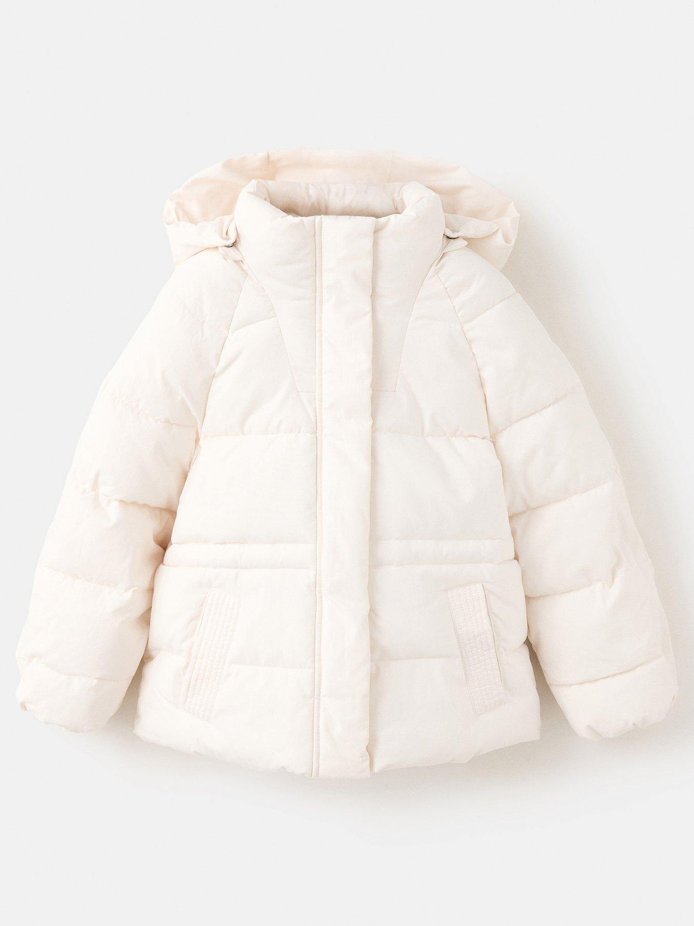 Image 2 of 5 of Mango Girls Short Padded Hooded Coat - White