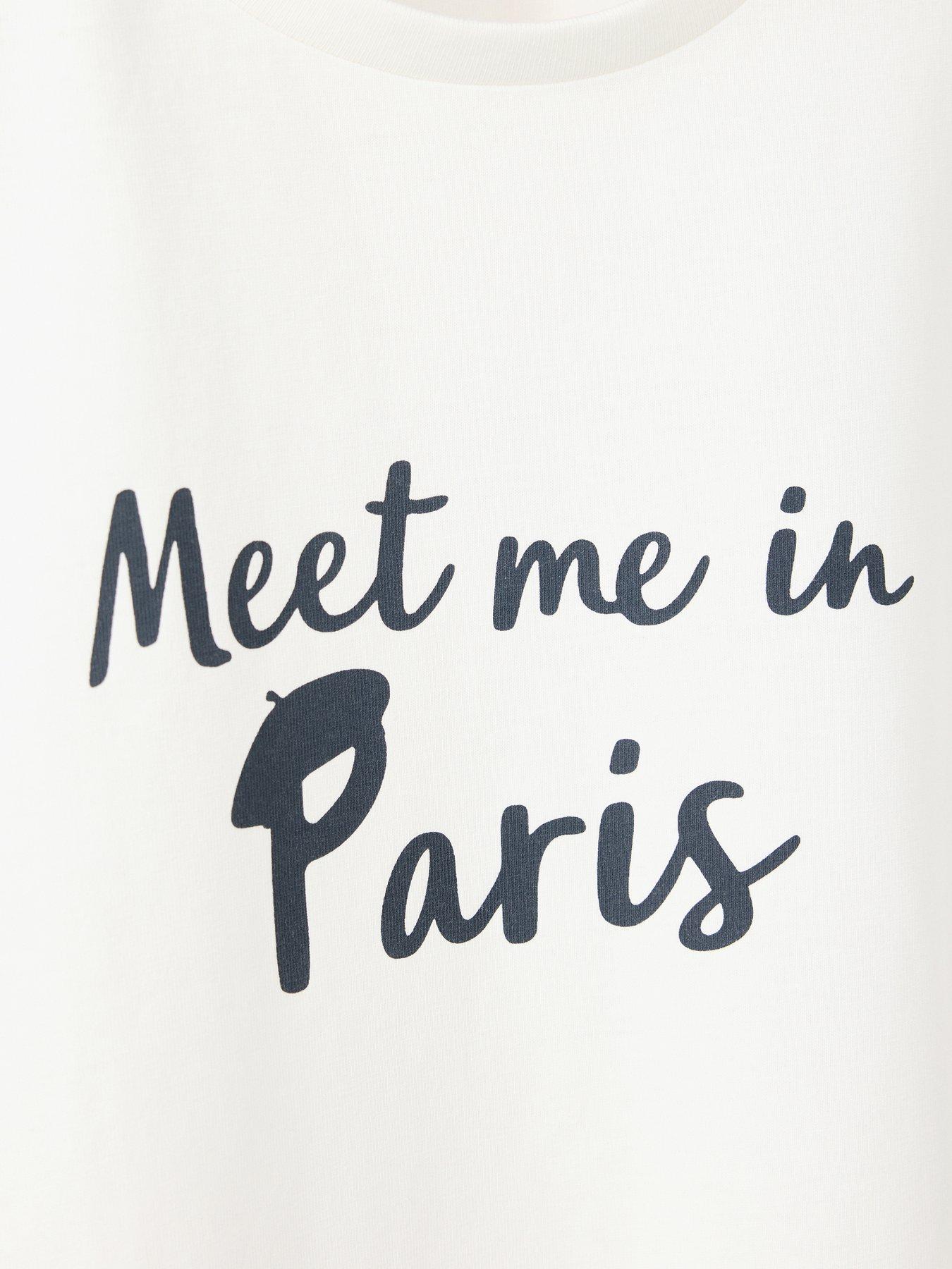 Image 4 of 4 of Mango Girls Meet Me In Paris Short Sleeve Tshirt - White