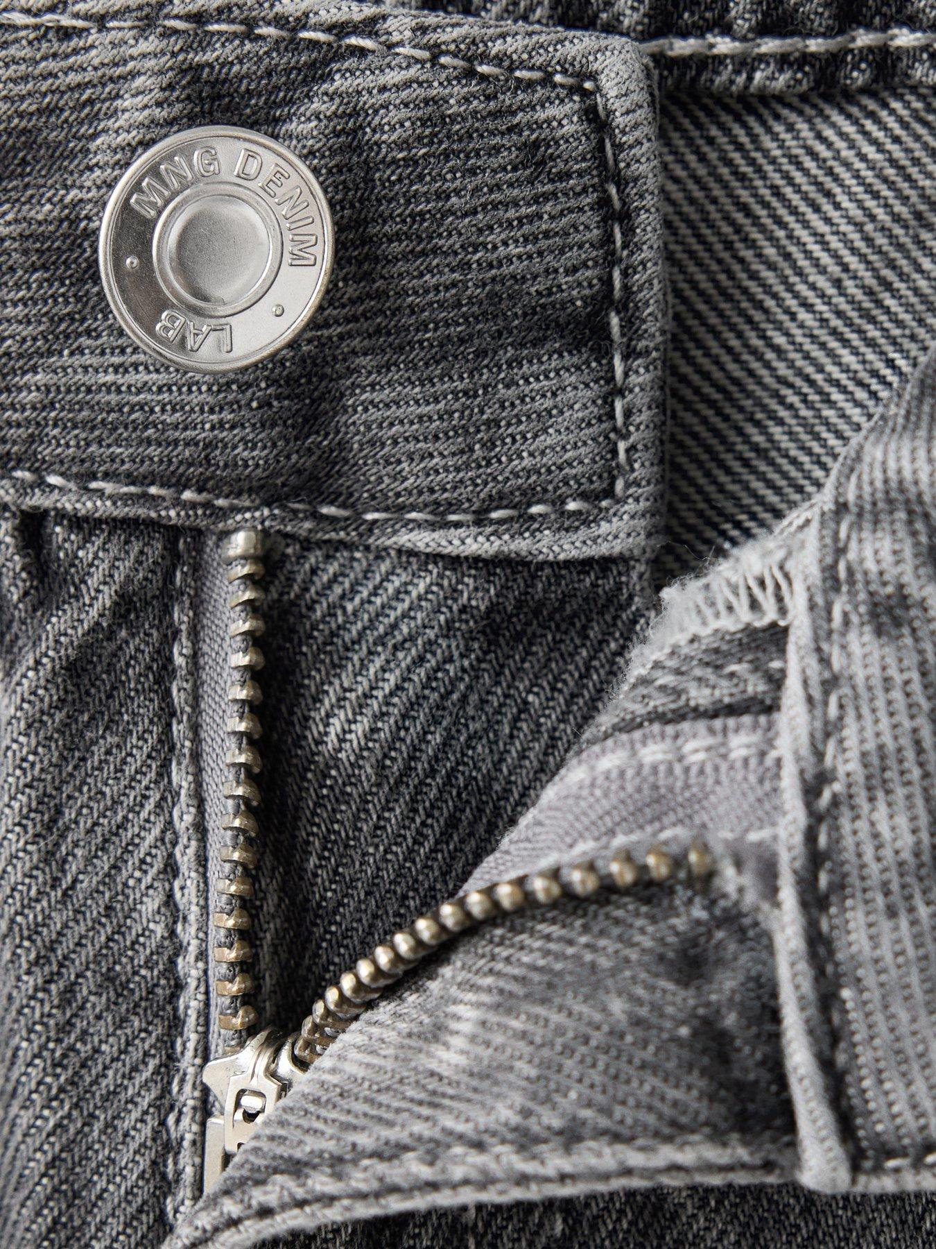 Image 4 of 4 of Mango Girls Embroidered Start Wide Jeans - Grey