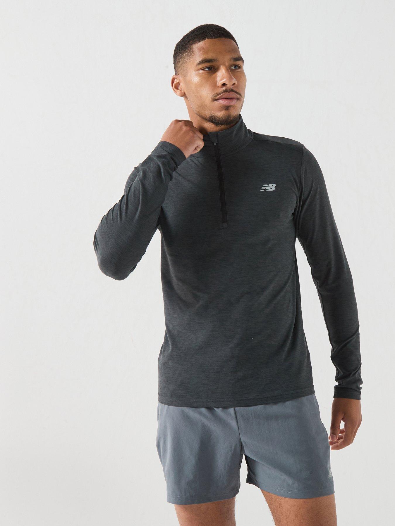 New Balance Mens Training Essentials Space Dye 1/4 Zip Top - Black
