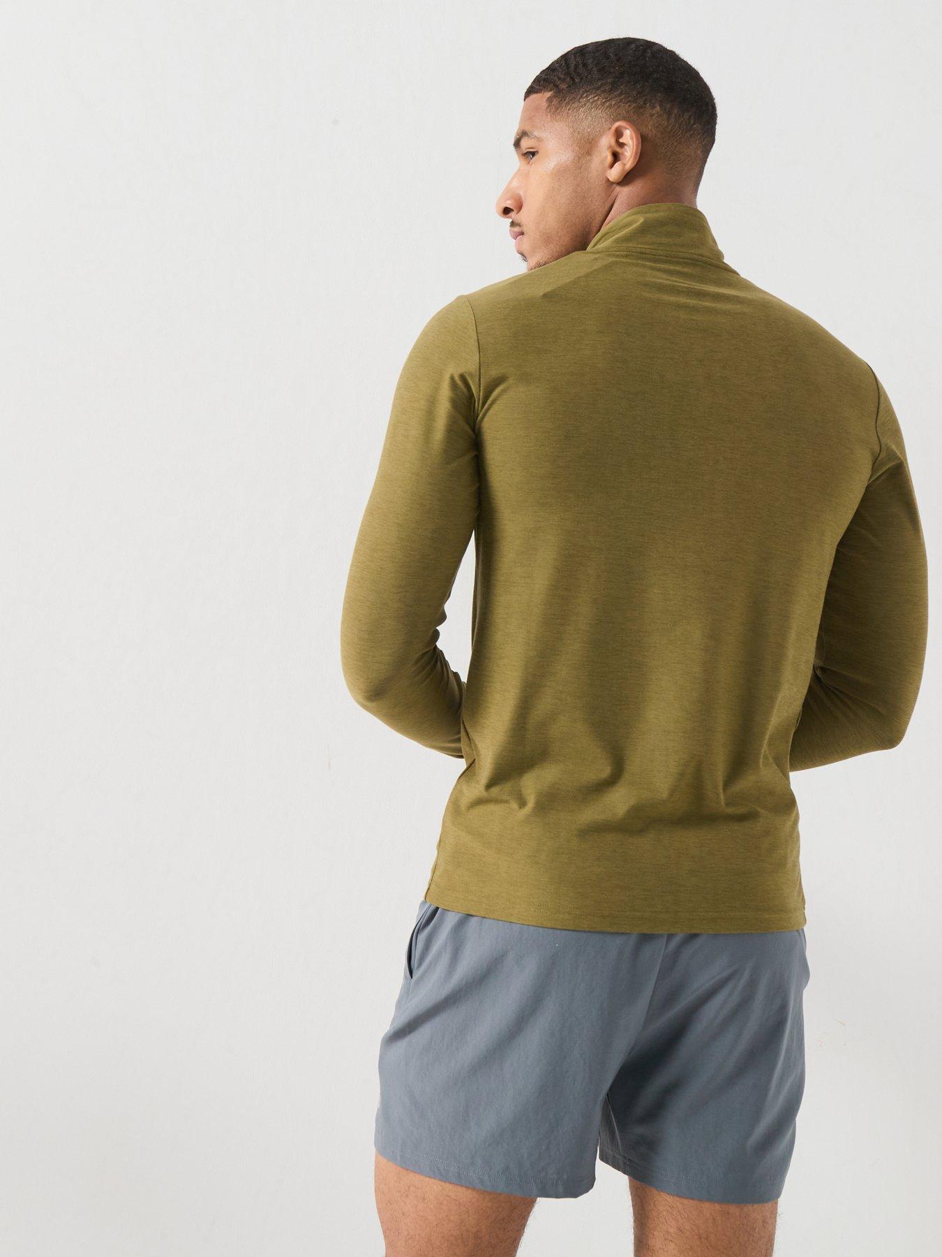 Image 2 of 6 of New Balance Mens Training Essentials Space Dye 1/4 Zip Top - Khaki Green