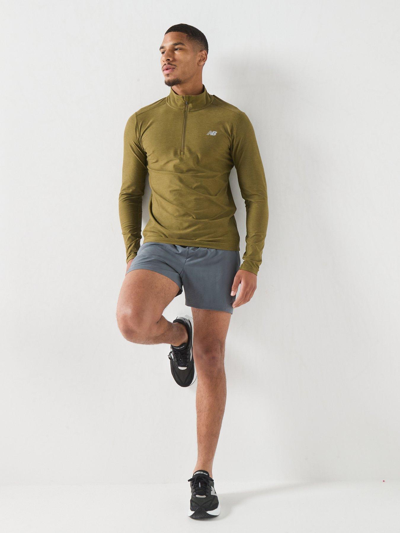 Image 3 of 6 of New Balance Mens Training Essentials Space Dye 1/4 Zip Top - Khaki Green