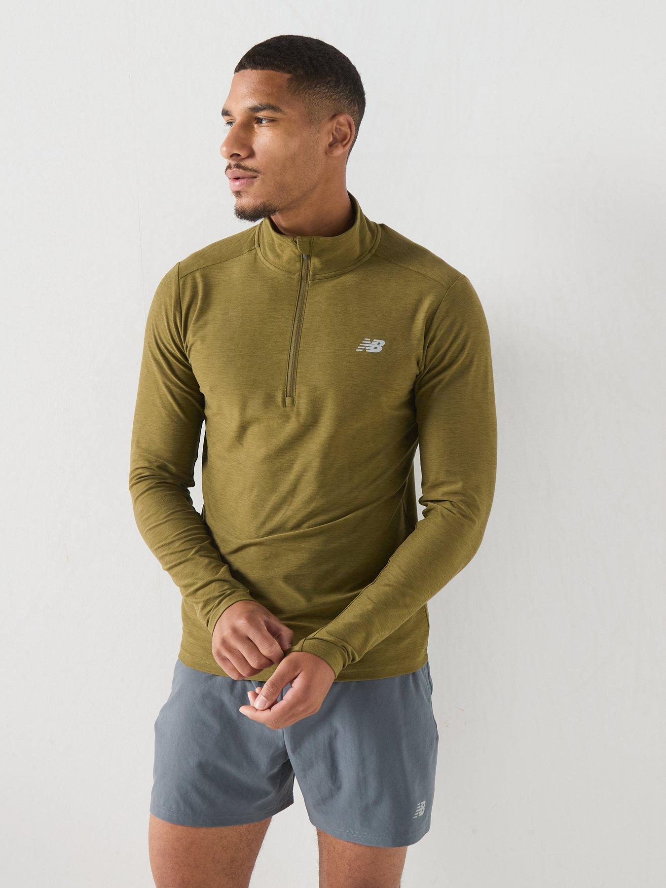 Image 5 of 6 of New Balance Mens Training Essentials Space Dye 1/4 Zip Top - Khaki Green