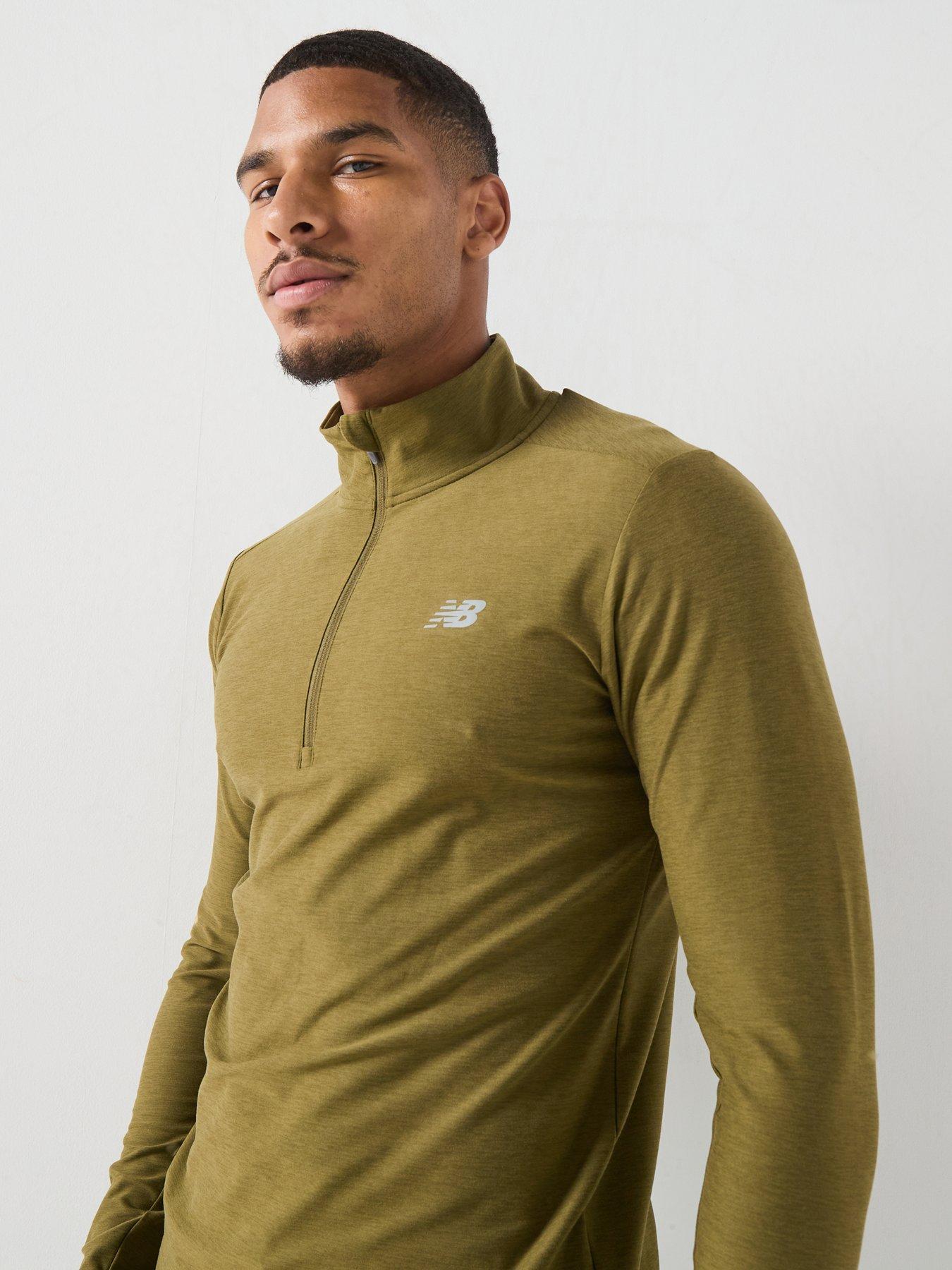 Image 6 of 6 of New Balance Mens Training Essentials Space Dye 1/4 Zip Top - Khaki Green