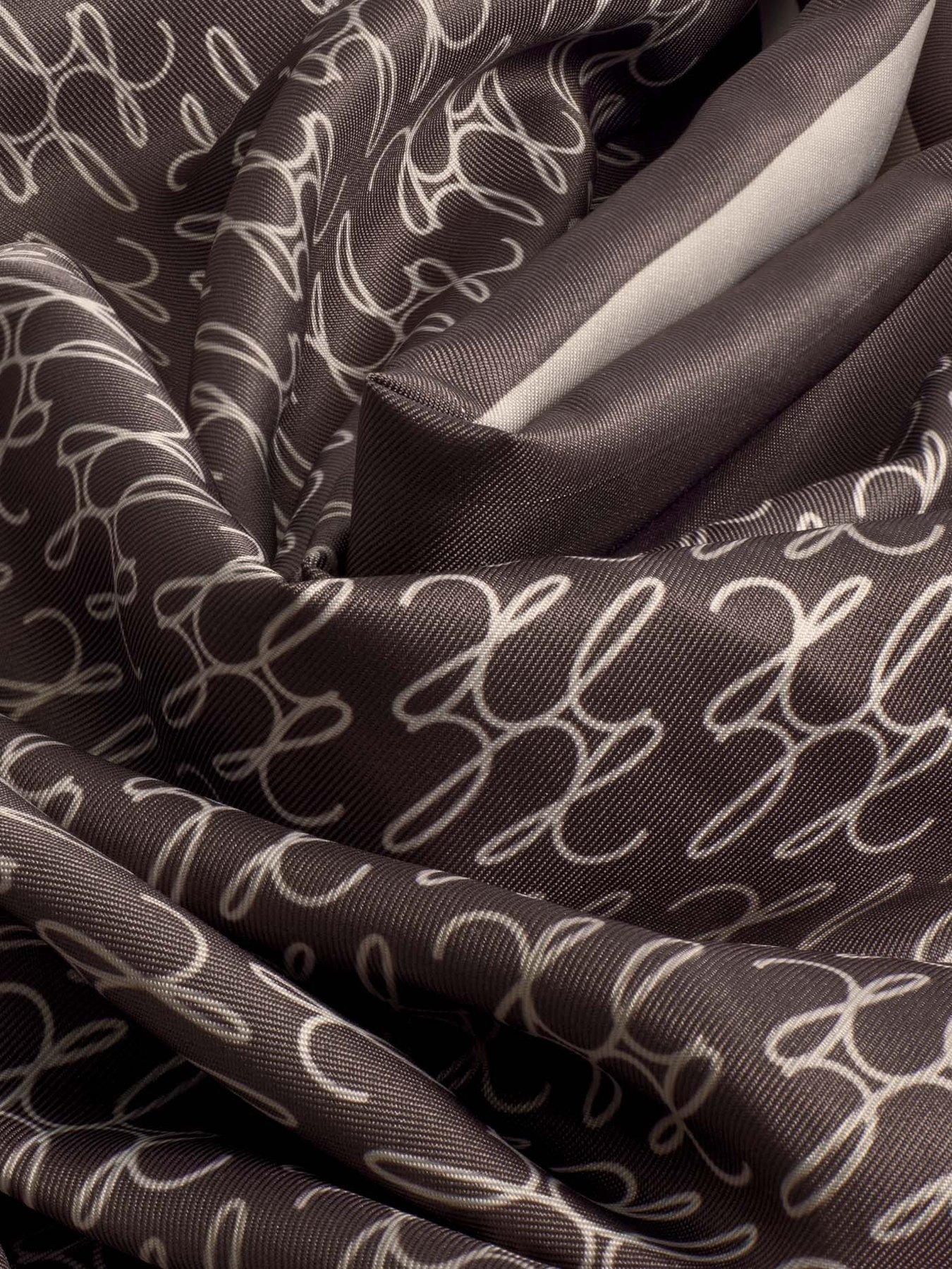 Image 4 of 5 of Katie Loxton Satin Multiway Kl Script Logo Scarf - Chocolate / Taupe / Off White