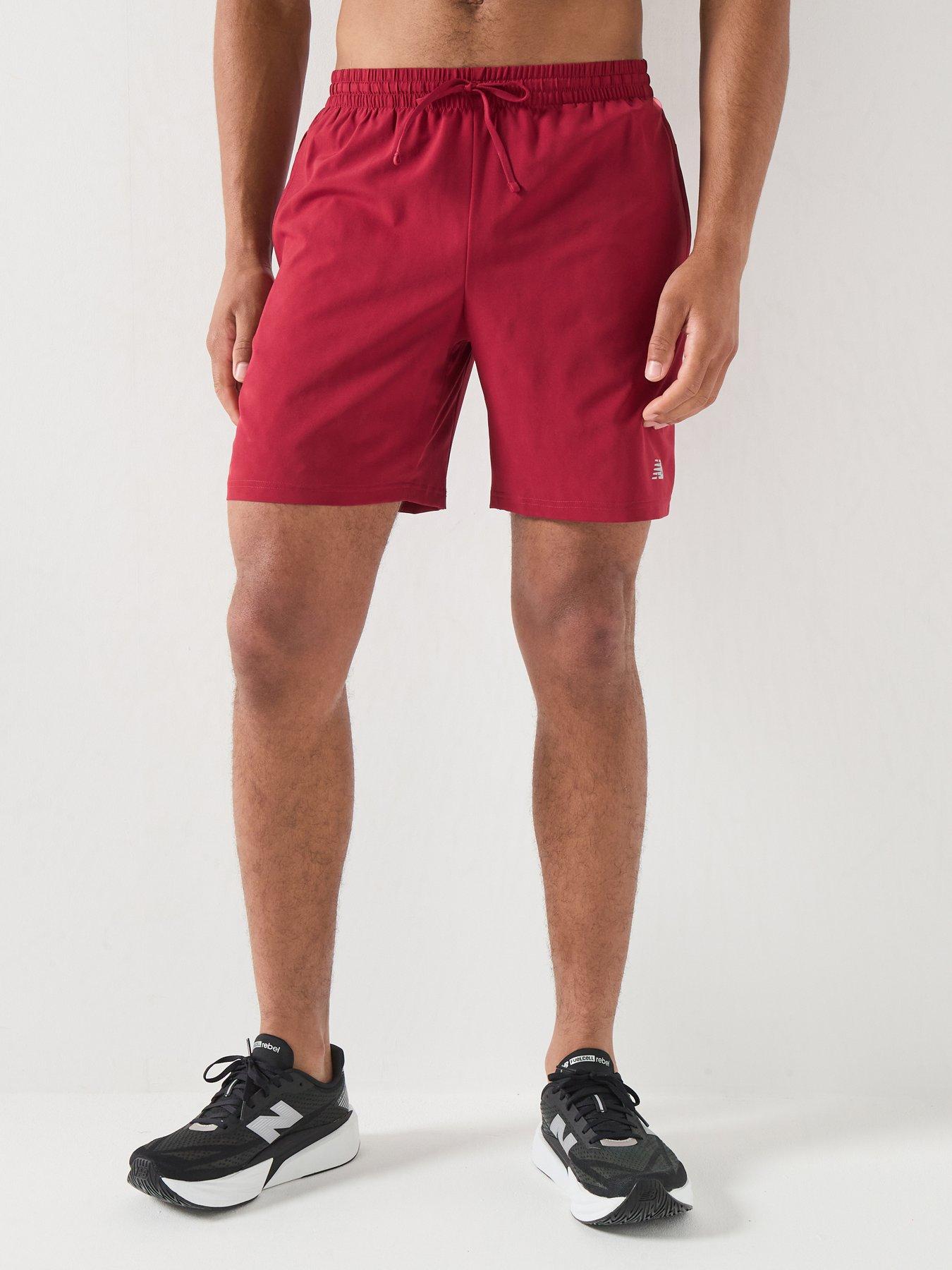 Image 1 of 6 of New Balance Mens Running Essential NB DRY 7 Inch Drawcord Shorts - Red