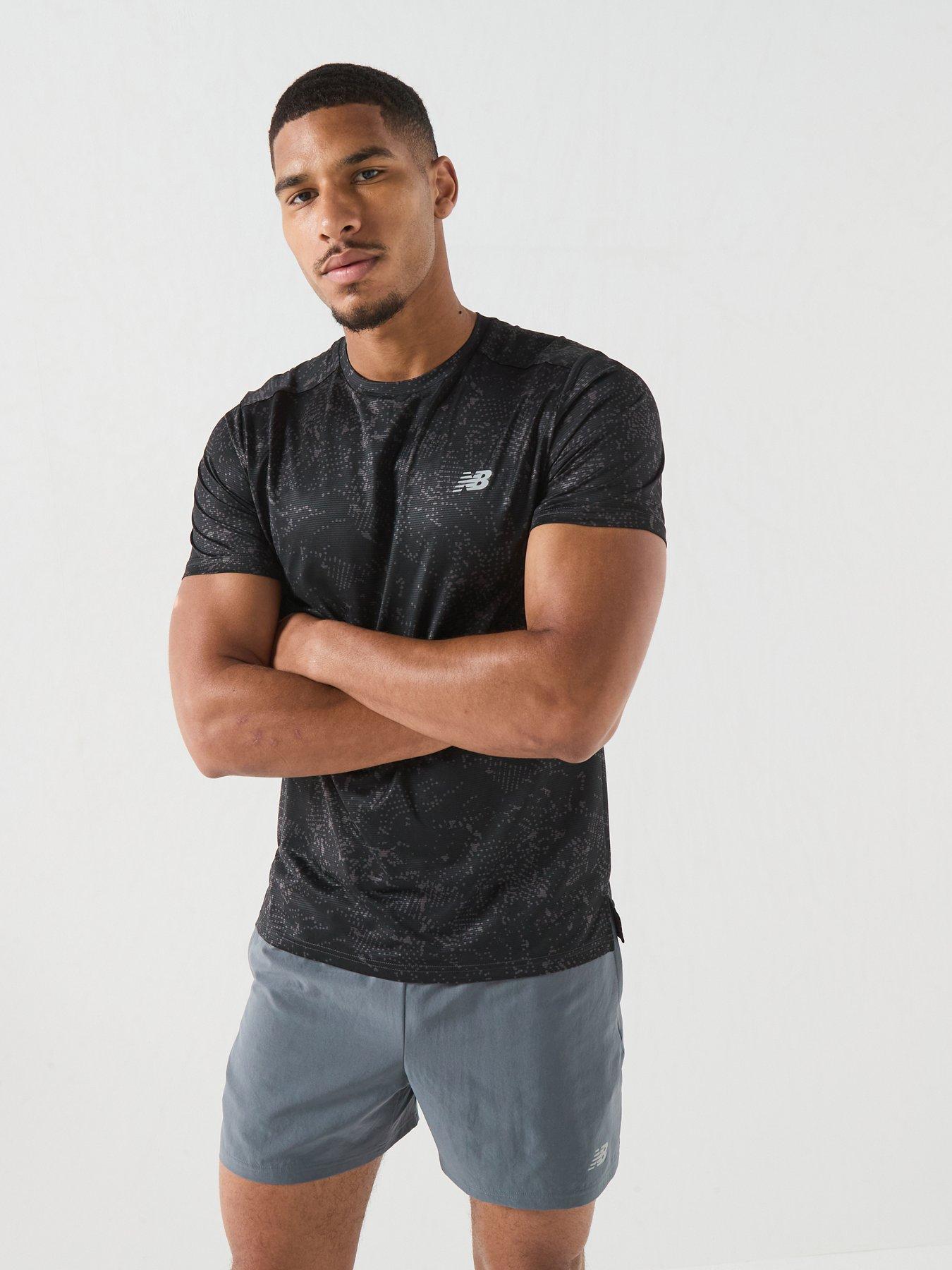 Image 1 of 6 of New Balance Mens Running Essential Printed T-Shirt - Grey