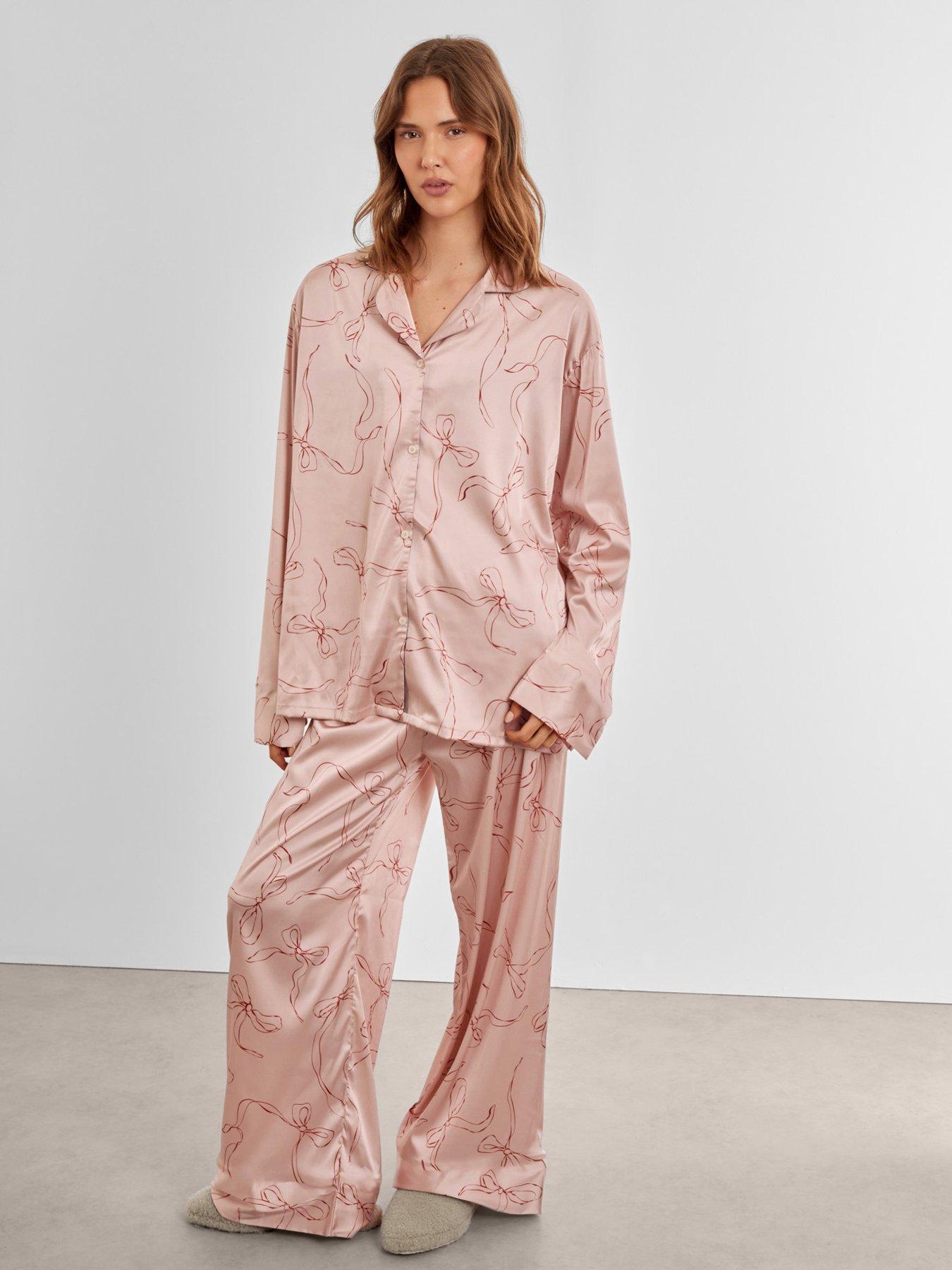 Image 2 of 7 of Katie Loxton Gift Boxed 'bow Print' Pyjama Set , Pink / Cherry