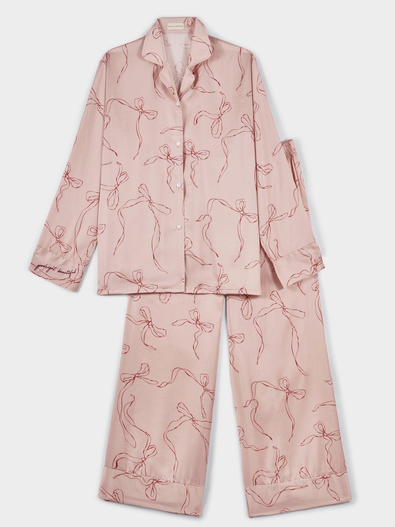 Image 4 of 7 of Katie Loxton Gift Boxed 'bow Print' Pyjama Set , Pink / Cherry