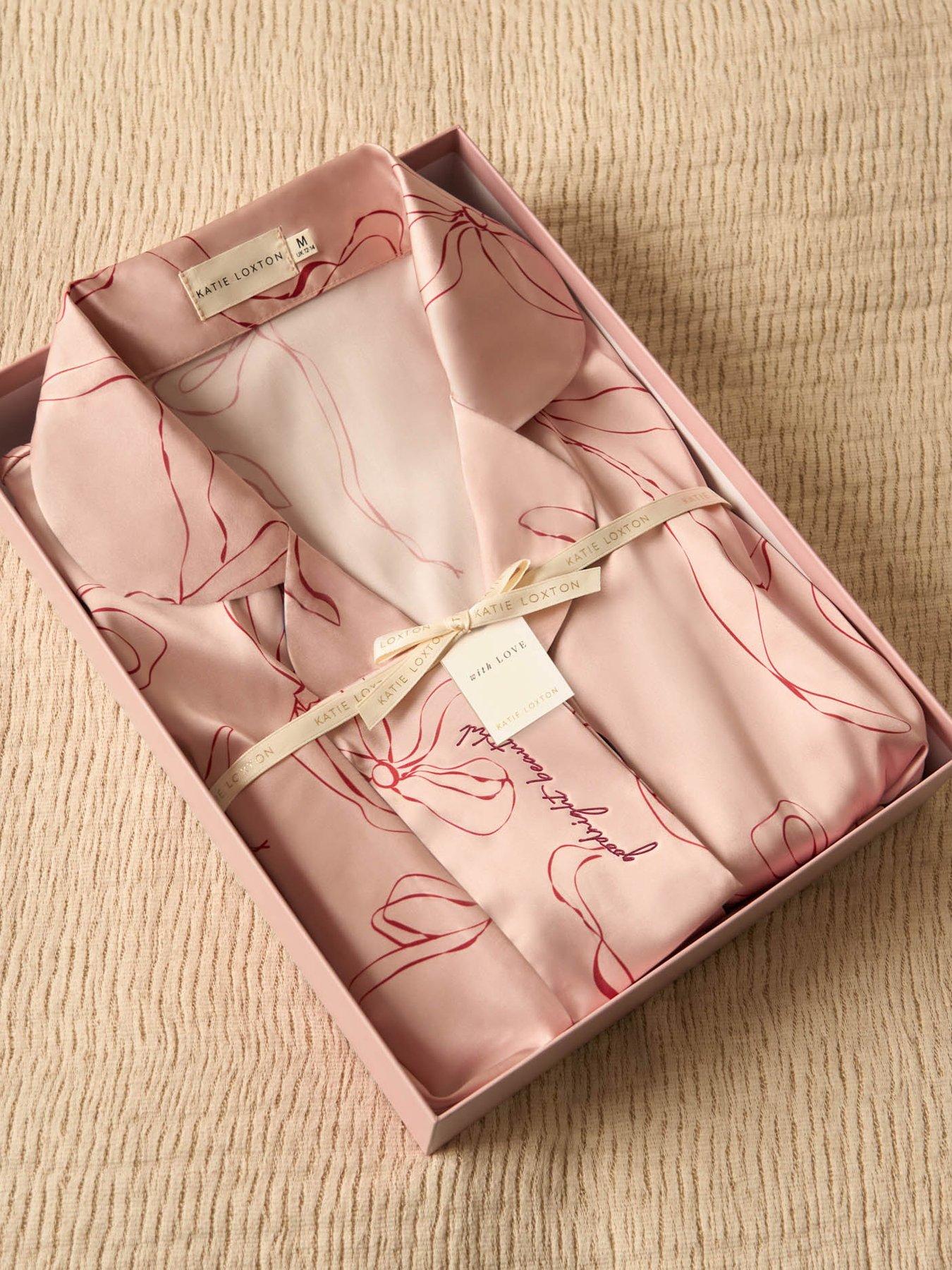 Image 6 of 7 of Katie Loxton Gift Boxed 'bow Print' Pyjama Set , Pink / Cherry