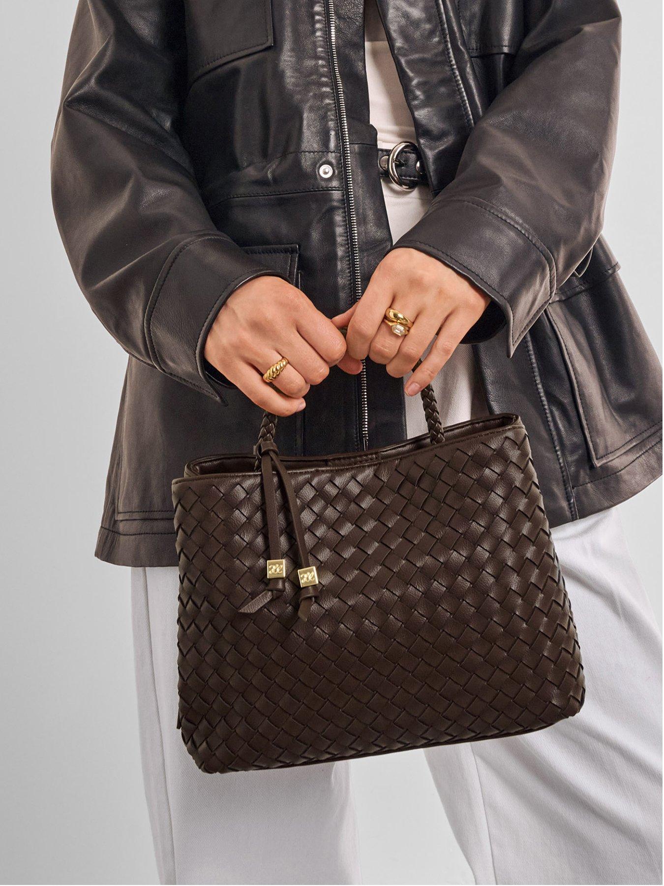 Katie Loxton Nova Hand Woven Top Handle Bag - Chocolate