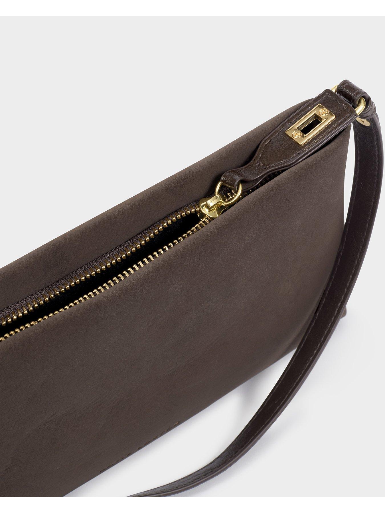 Image 4 of 6 of Katie Loxton Orin Twist Lock Small Shoulder - Bitter Chocolate Suedette / Chocolate Distressed