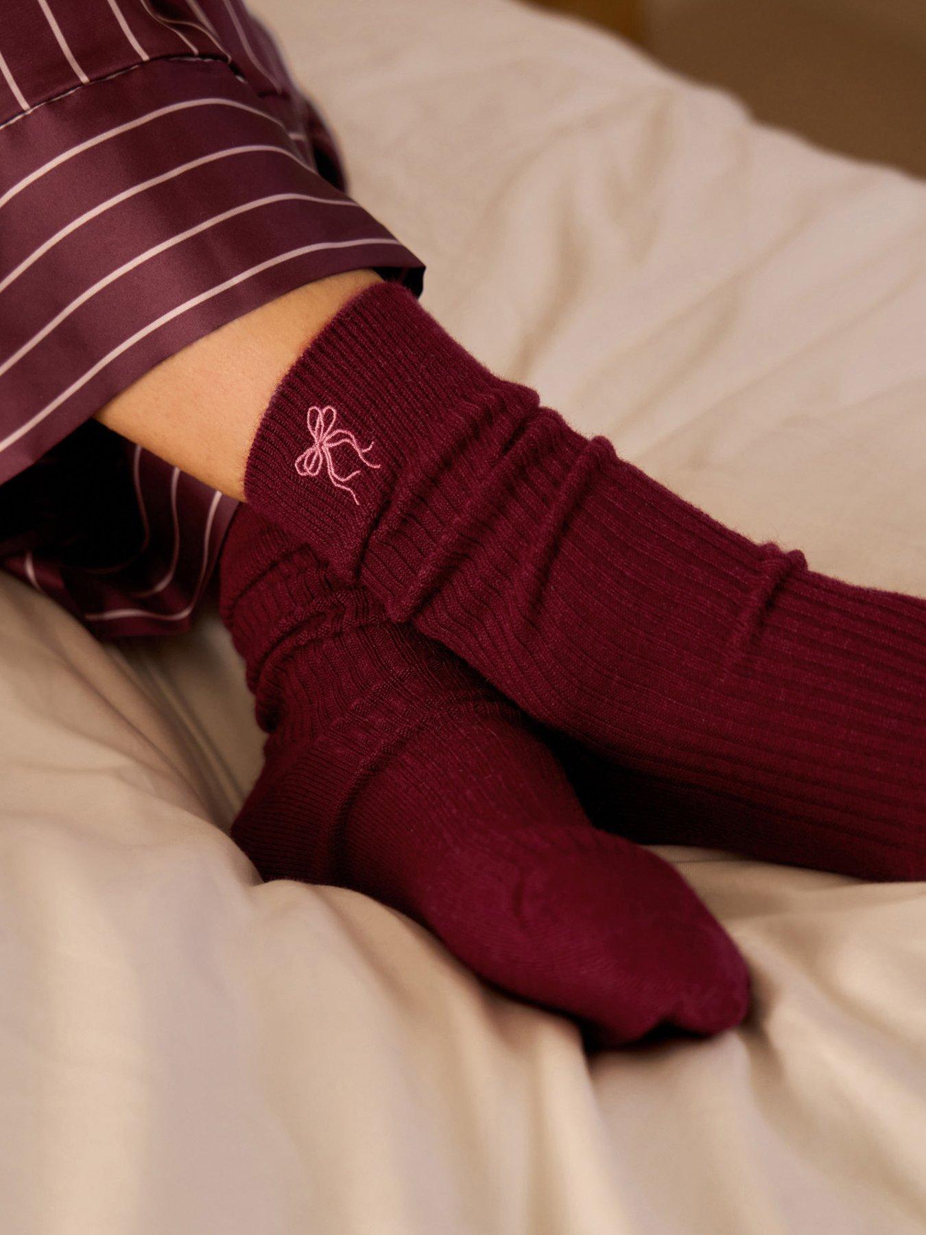 Image 2 of 5 of Katie Loxton Gift Boxed Ribbed 'bow' Socks - Cherry